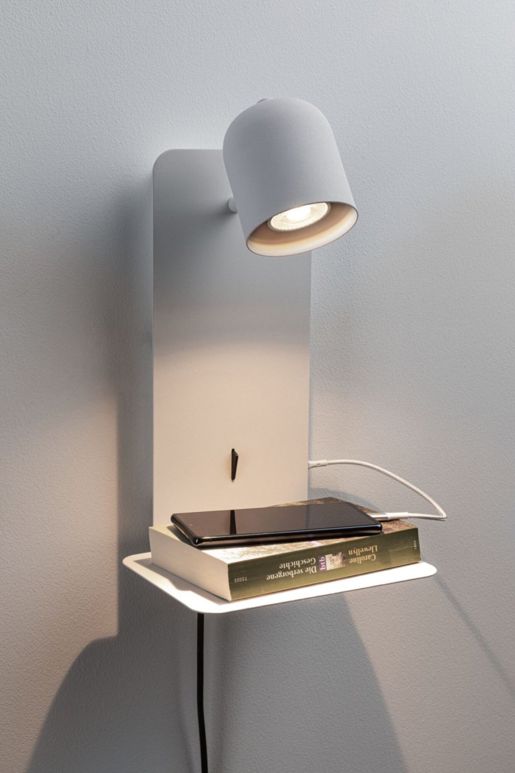 Lampa ścienna ze stolikiem Malena biała