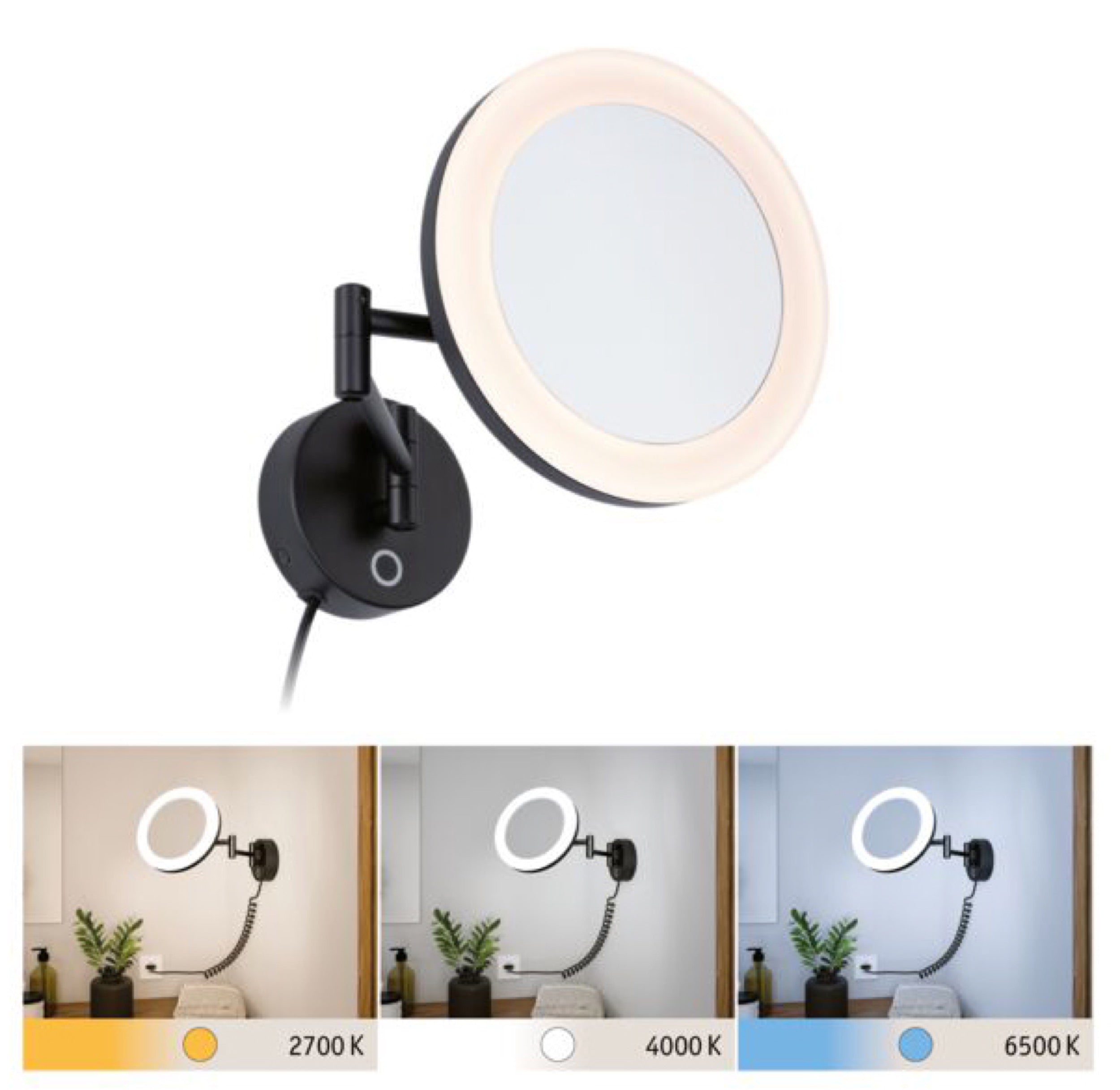 Lusterko kosmetyczne Masua LED czarne