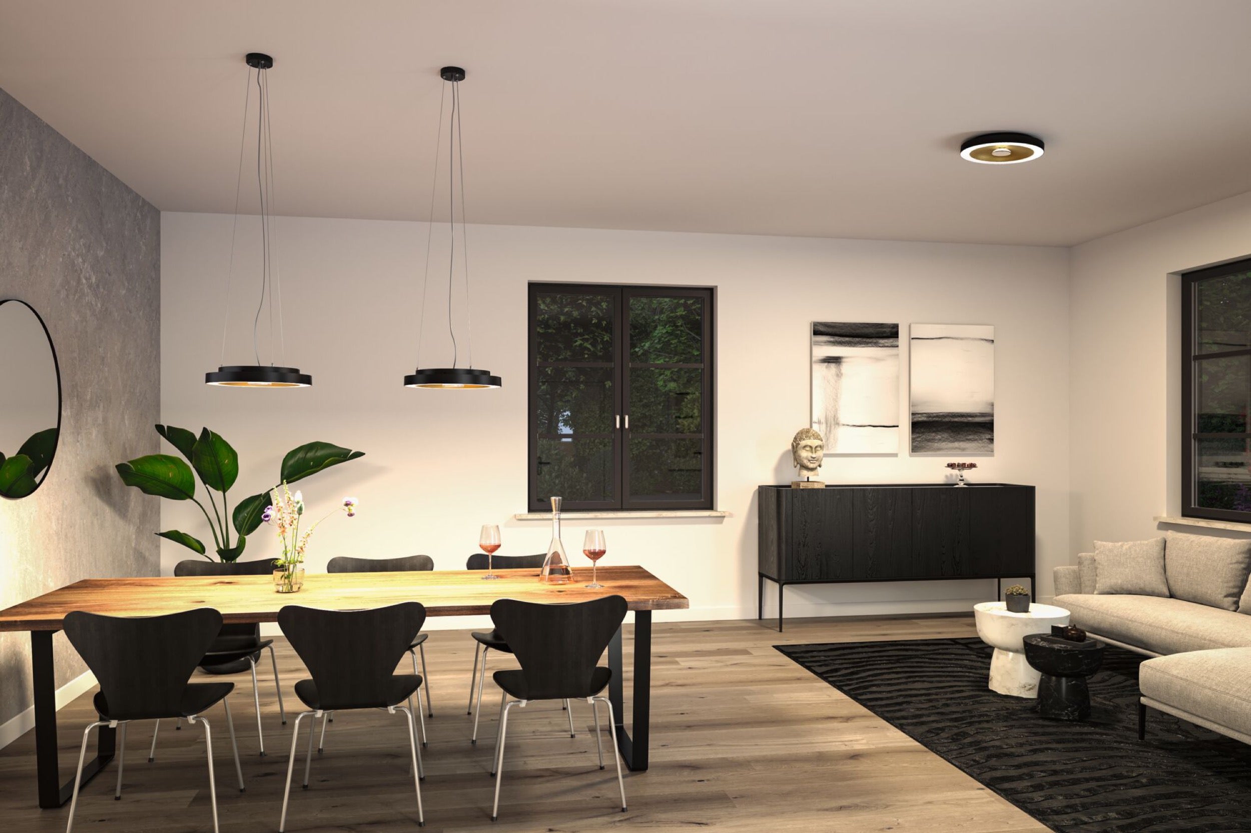 Plafon Volea LED 40 cm czarno-złoty
