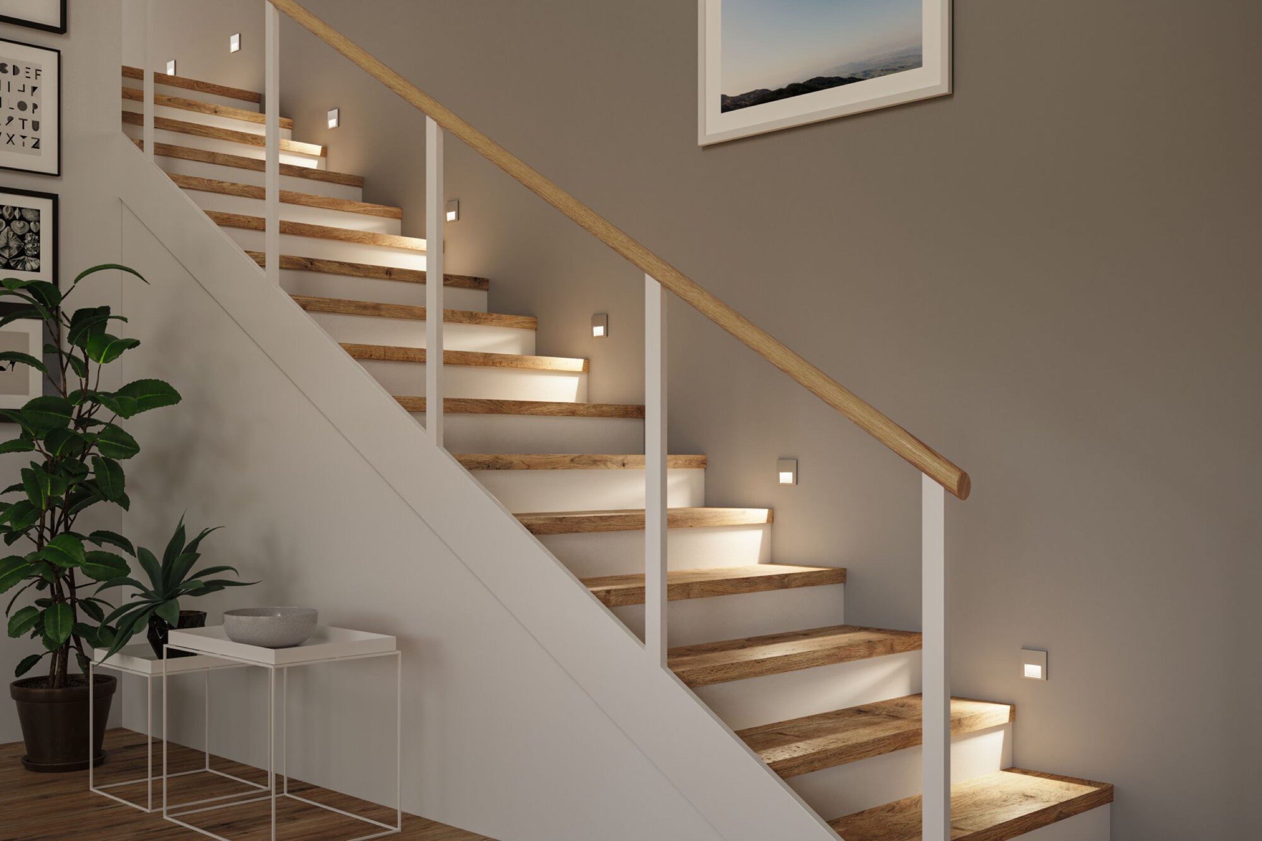 Lampa przyschodowa Tsaro LED z czujnikiem ruchu i zmierzchu chrom mat