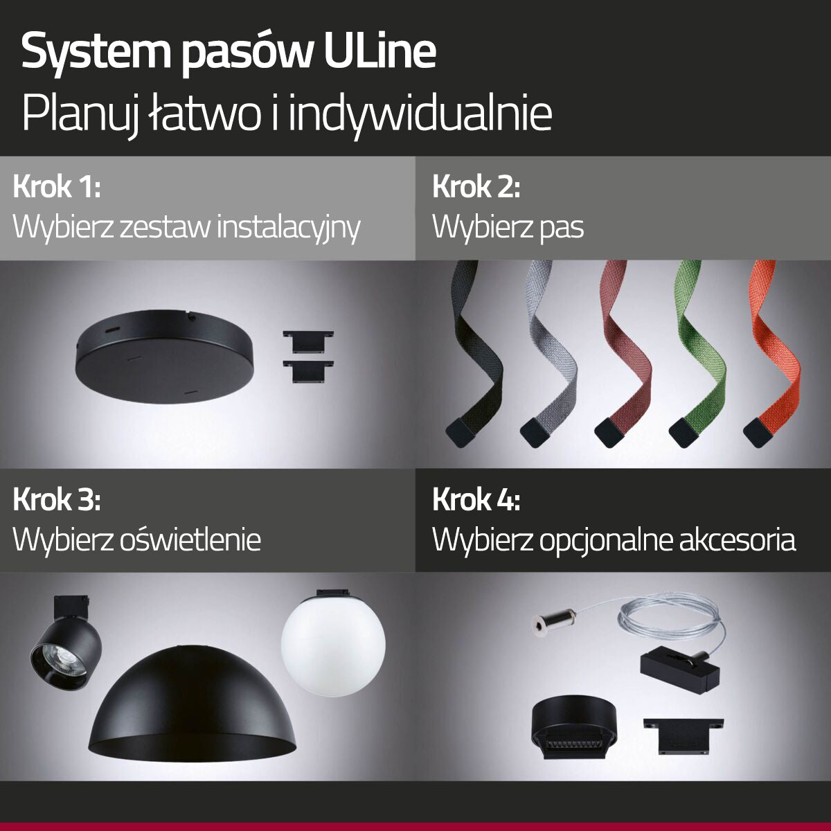 Zestaw kompletny systemu ULine Bol LED 5 m czarny