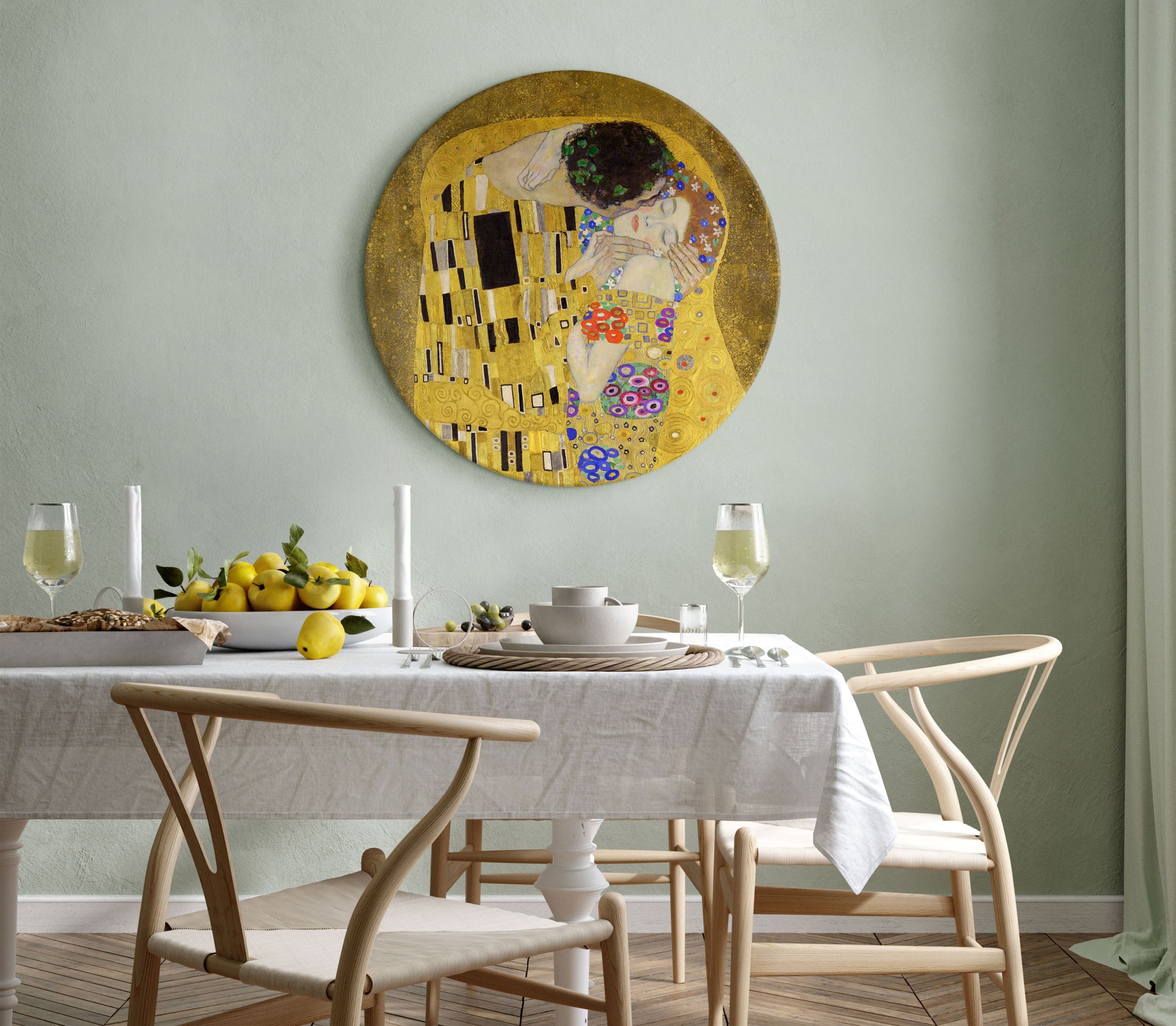 Obraz okrągły Pocałunek Gustav Klimt średnica 60 cm