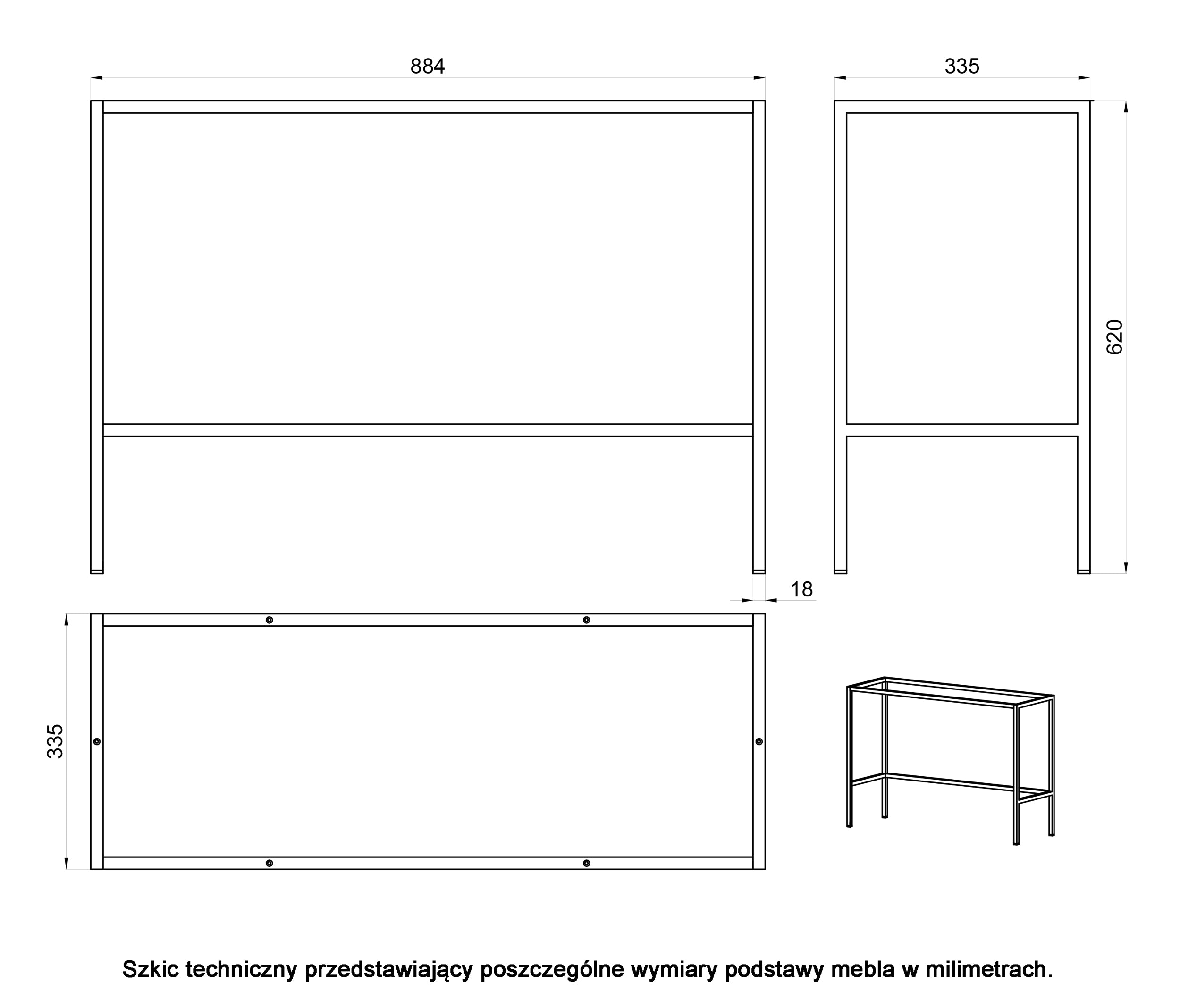 Konsola Evo z szufladą i stelażem 90 cm kaszmir