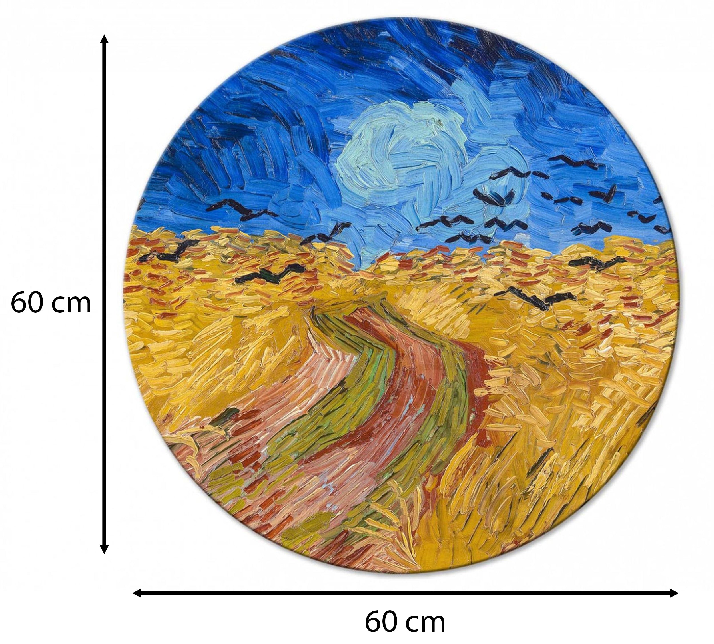 Obraz okrągły Pole pszenicy z krukami Vincent van Gogh średnica 60 cm
