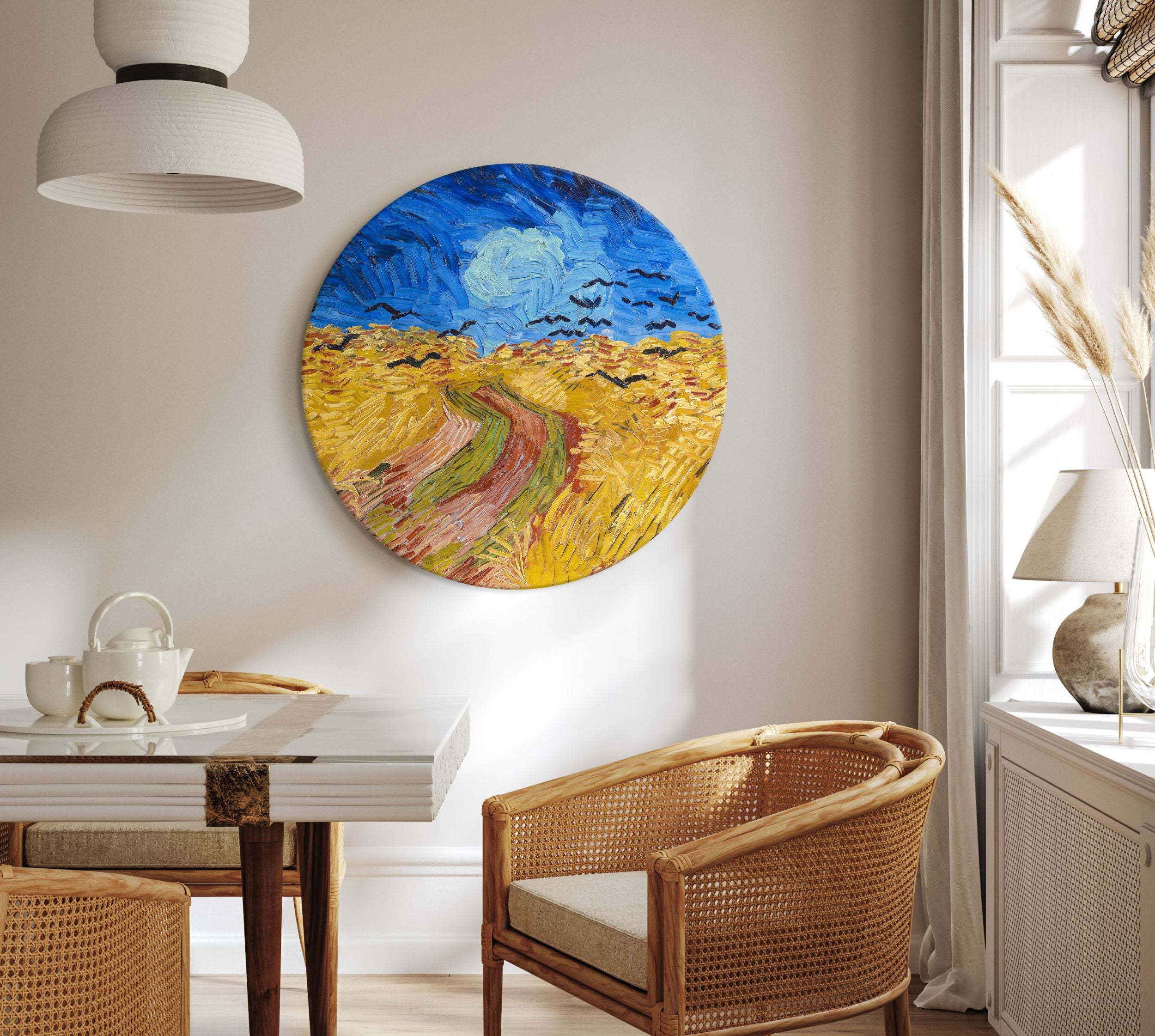 Obraz okrągły Pole pszenicy z krukami Vincent van Gogh średnica 60 cm