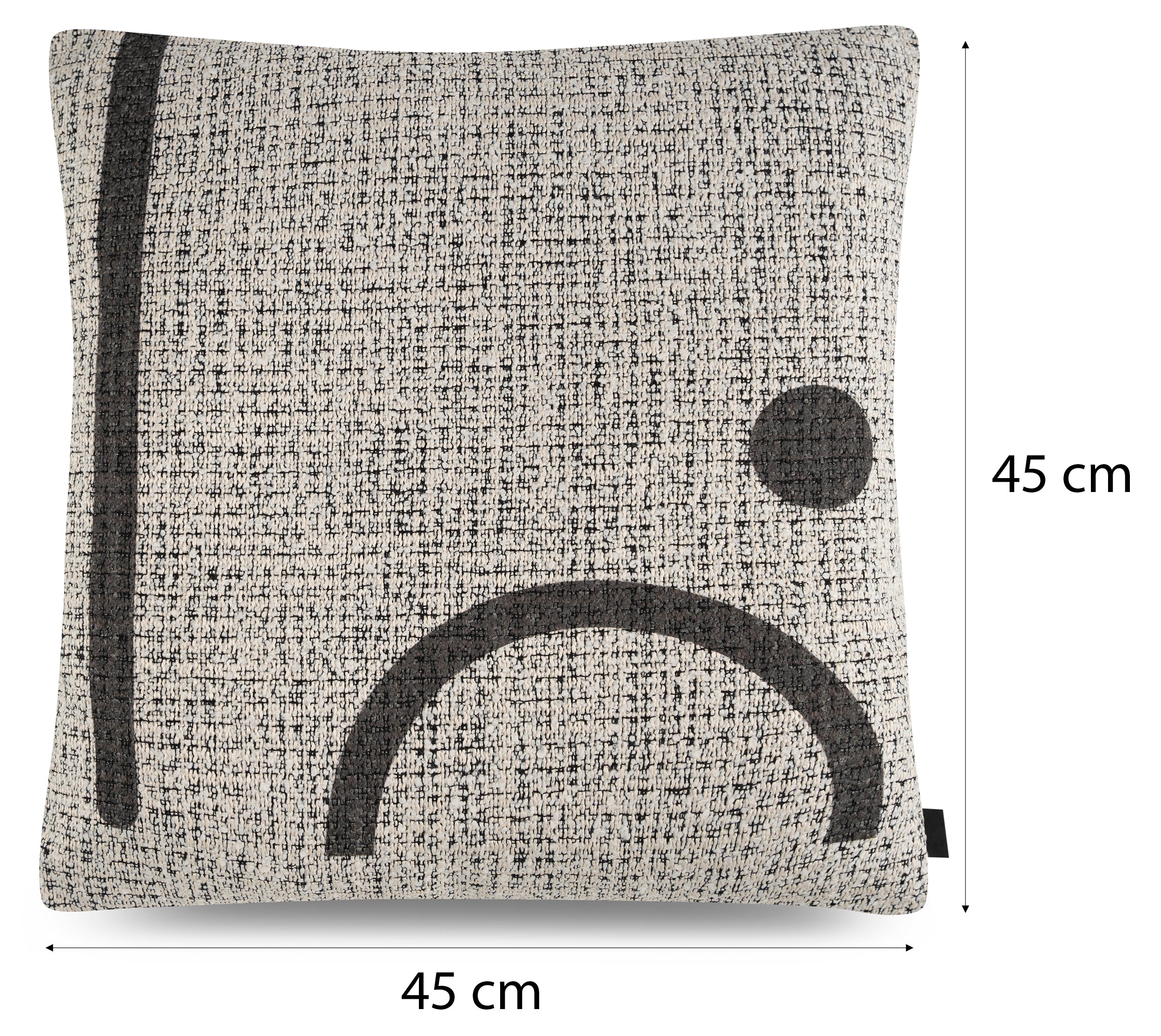 Poszewka na poduszkę Malatele 45x45 cm beżowa plecionka z nadrukiem
