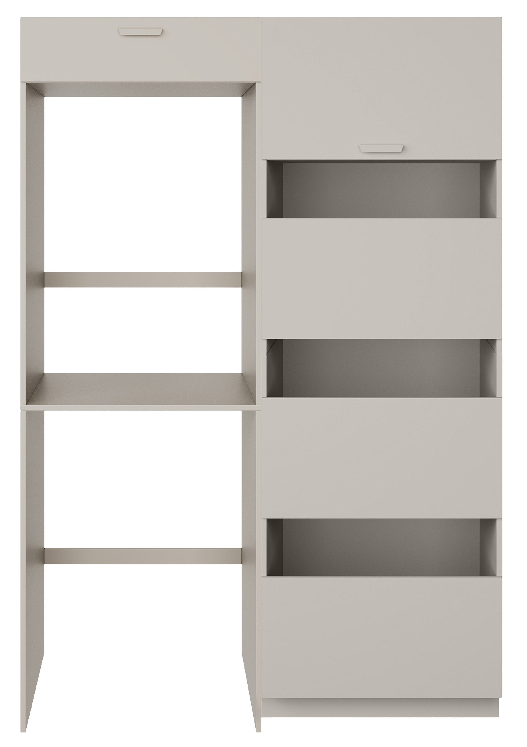 Zestaw mebli łazienkowych Holv z dwukomorową szafką nad pralkę 135 cm kaszmir