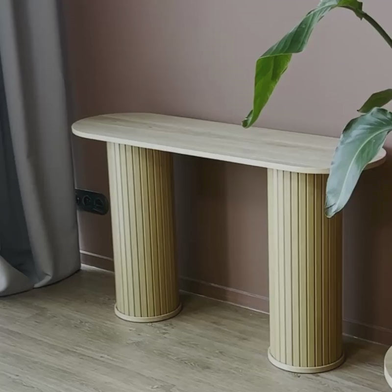 Załaduj wideo: Konsola Gativel 130 cm lamele dąb naturalny