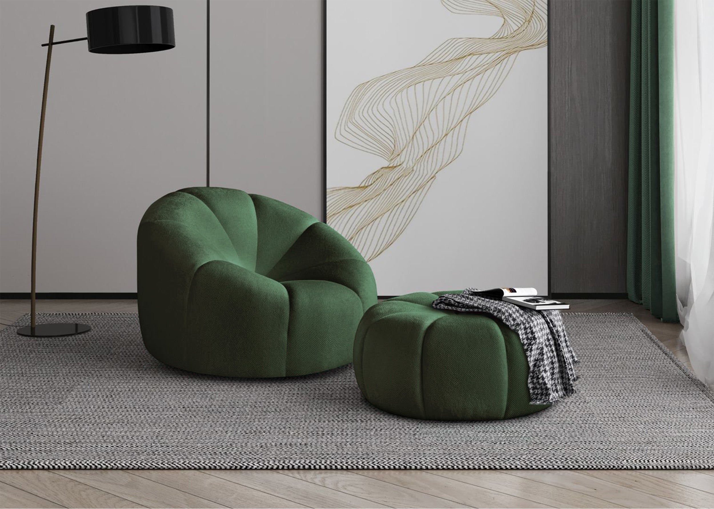 Pufa Pumpkini butelkowa zieleń plecionka hydrofobowa