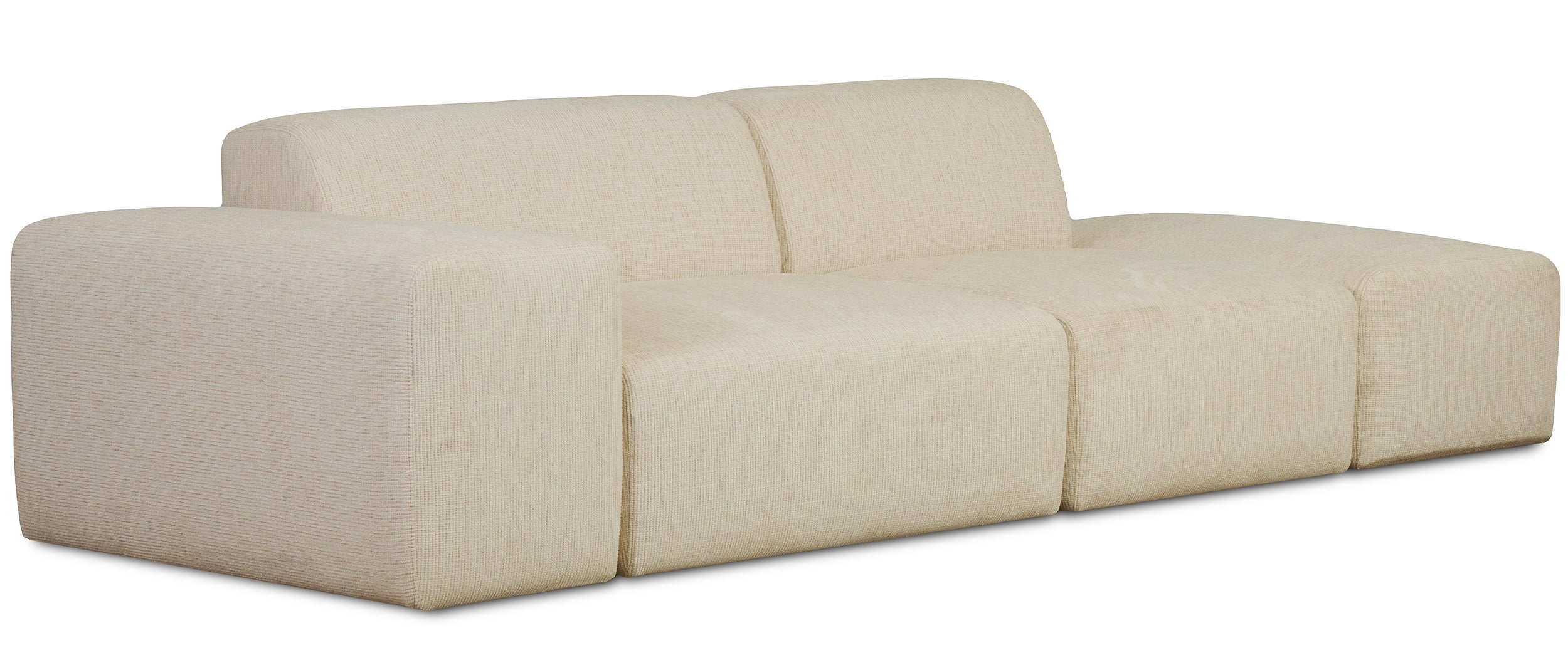 Sofa modułowa Pyllomi z pufą jasnobeżowa plecionka