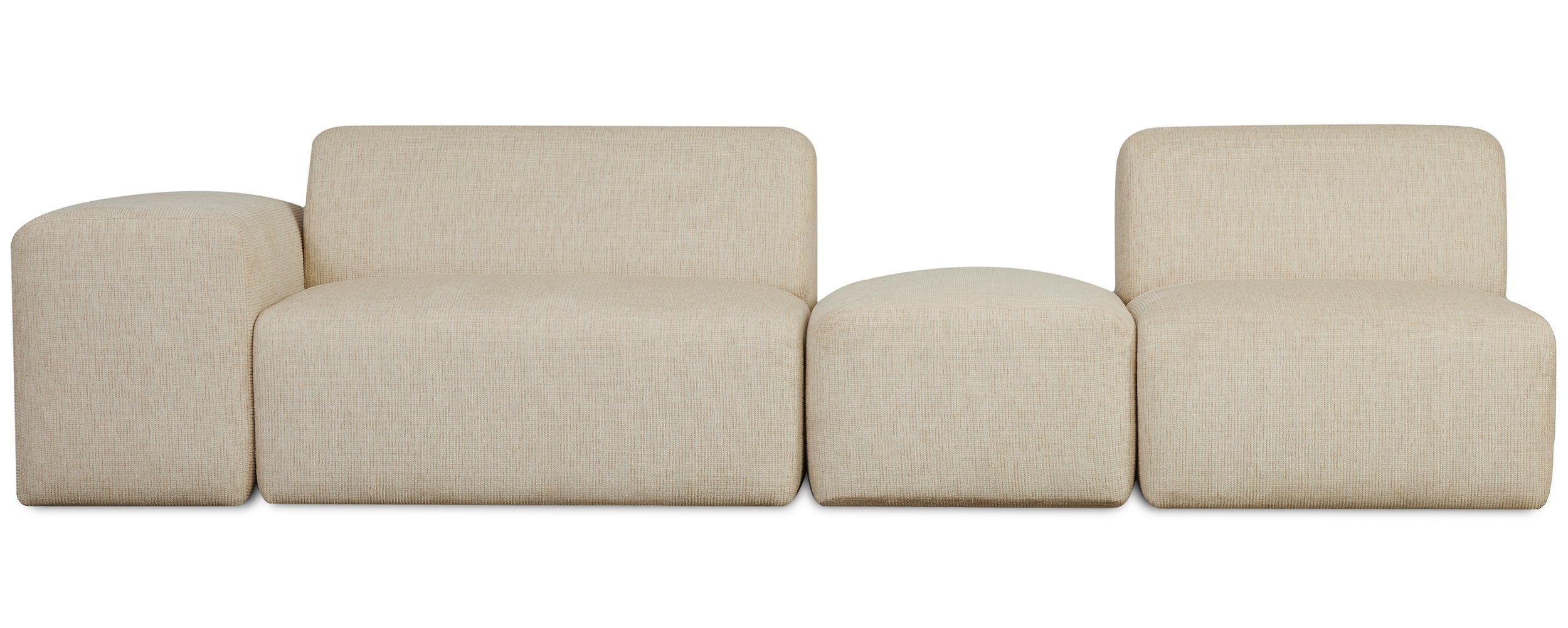 Sofa modułowa Pyllomi z pufą jasnobeżowa plecionka