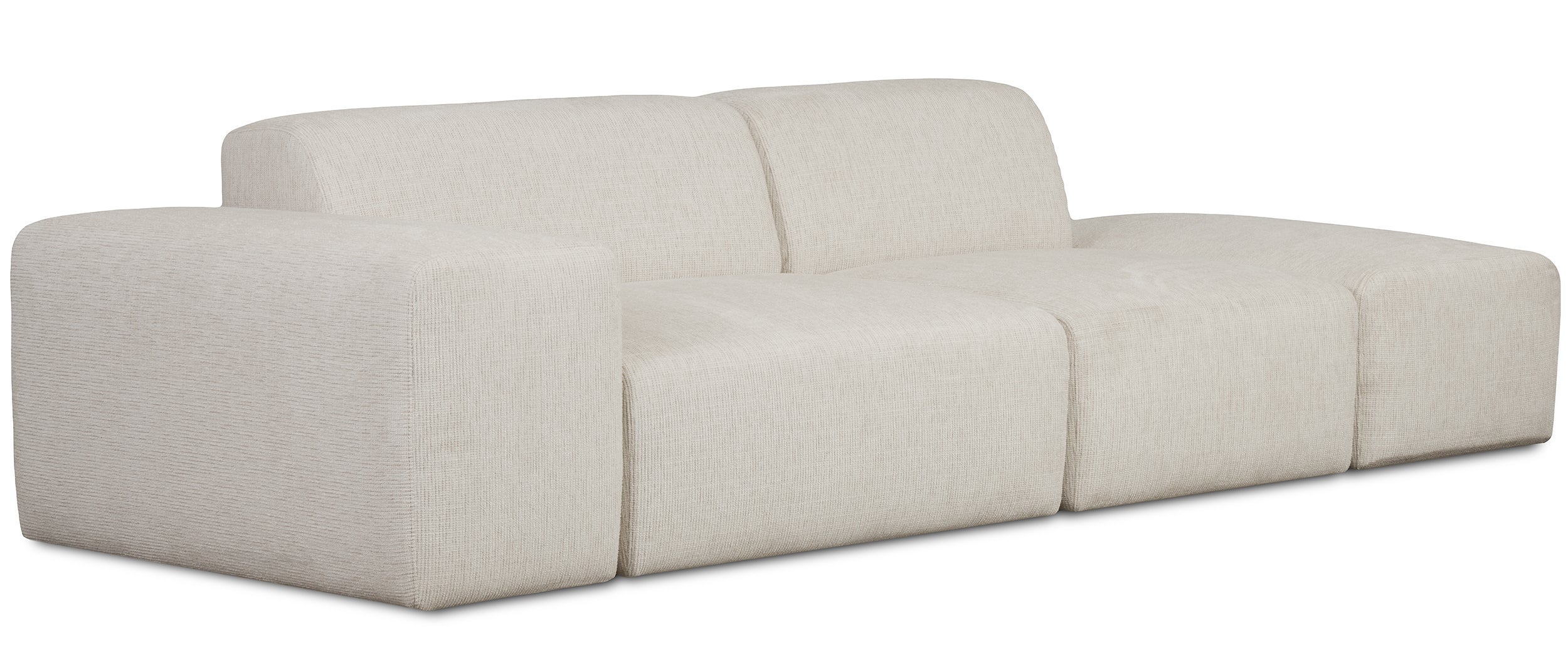 Sofa modułowa Pyllomi z pufą kremowa plecionka