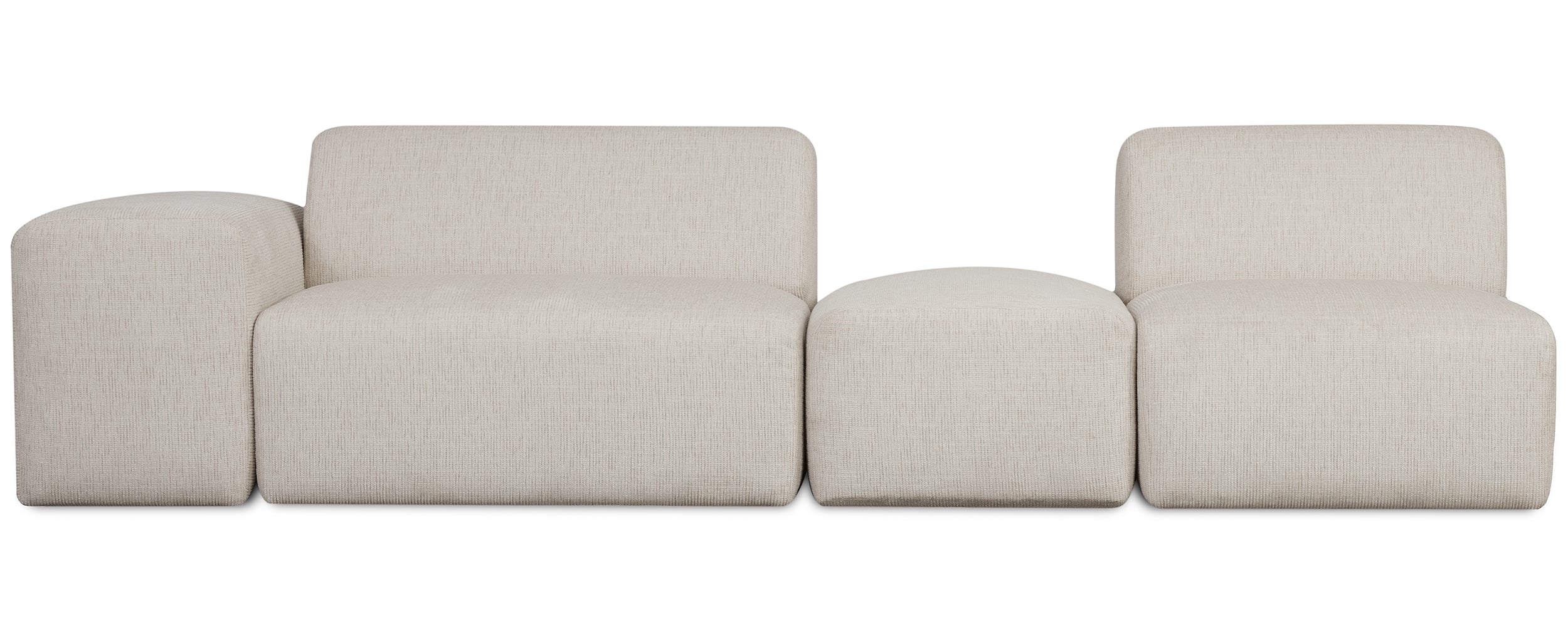 Sofa modułowa Pyllomi z pufą kremowa plecionka