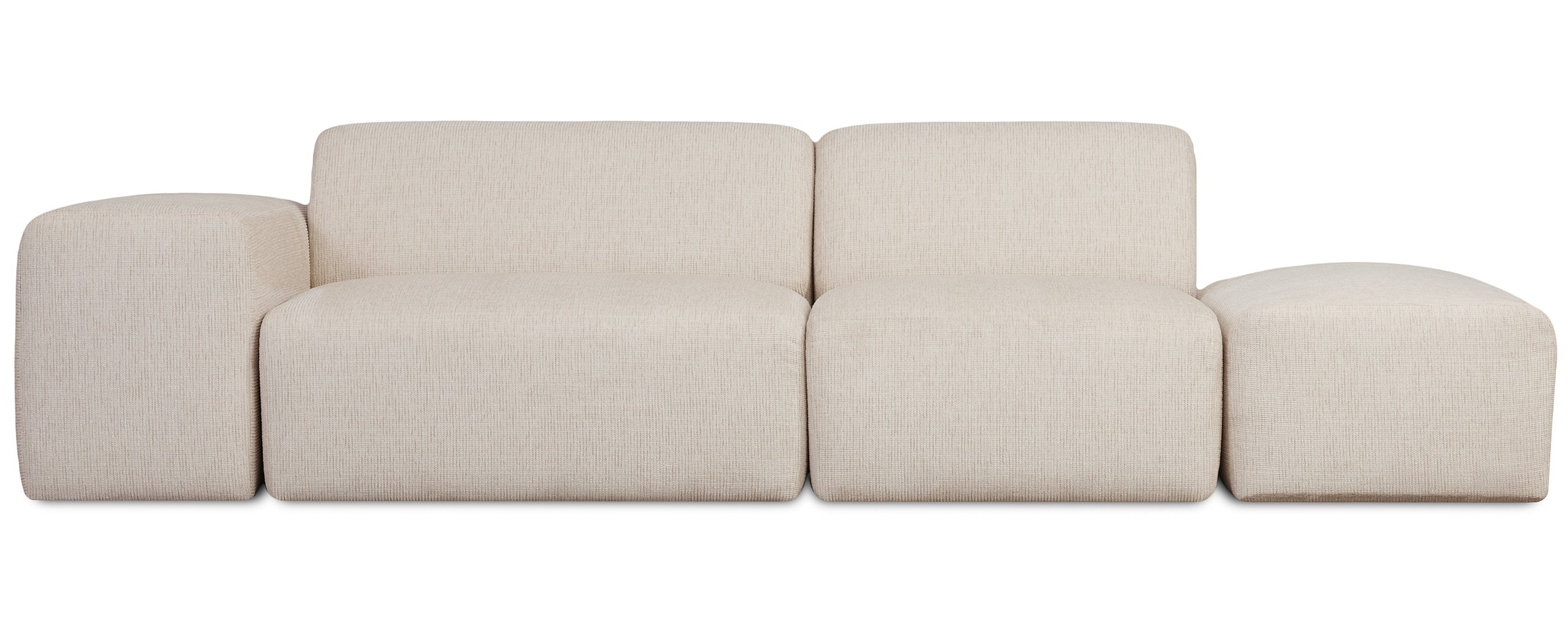 Sofa modułowa Pyllomi z pufą ciepłobeżowa plecionka