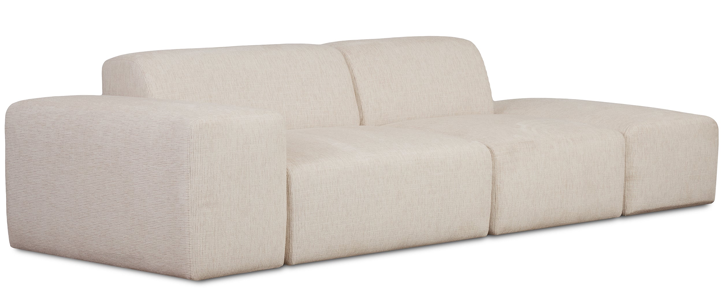 Sofa modułowa Pyllomi z pufą ciepłobeżowa plecionka