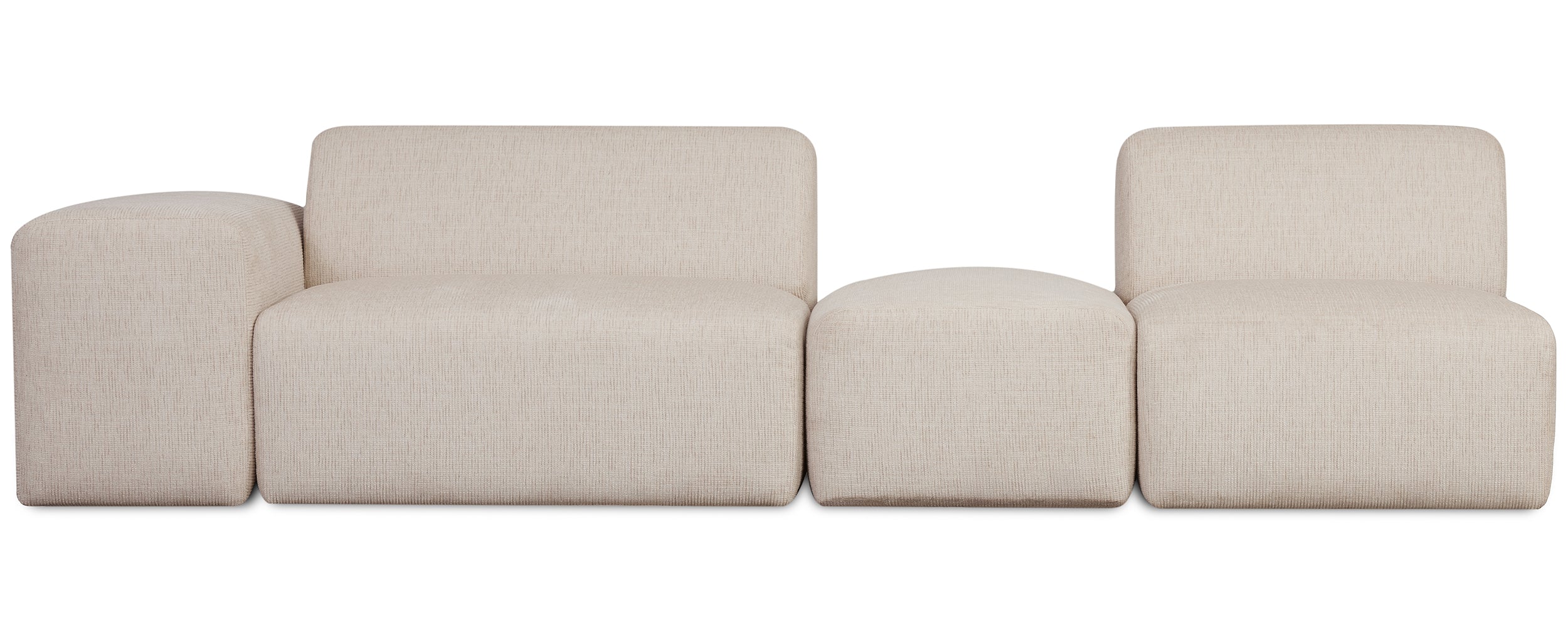 Sofa modułowa Pyllomi z pufą ciepłobeżowa plecionka