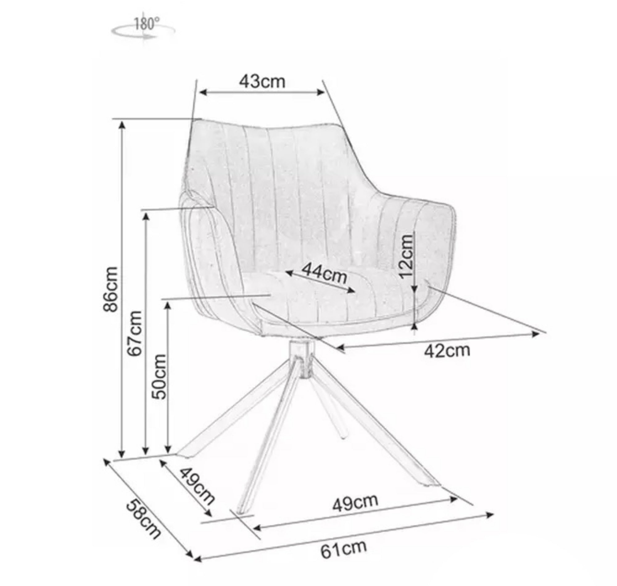 Krzesło tapicerowane Azalia obrotowe jasnoszary velvet