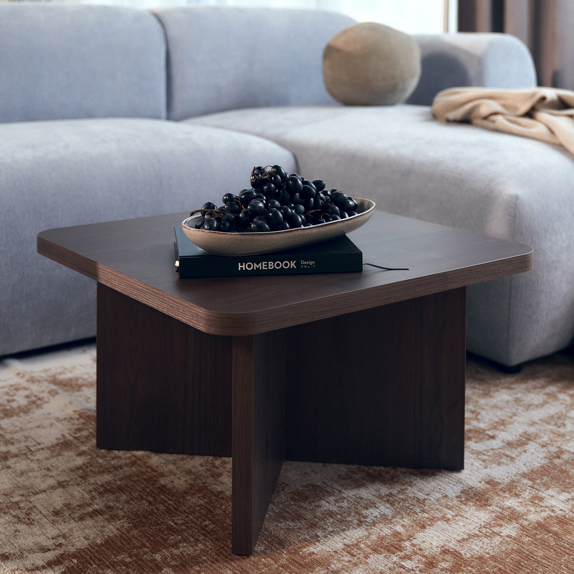 Stolik kawowy Qubeo 60 cm jesion prestige bronze - kształt prostokątny