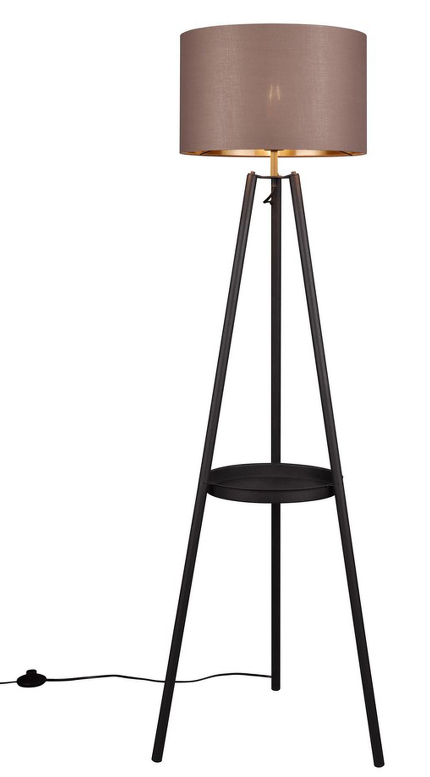 Lampa podłogowa Colette czarna z brązowo-złotym kloszem