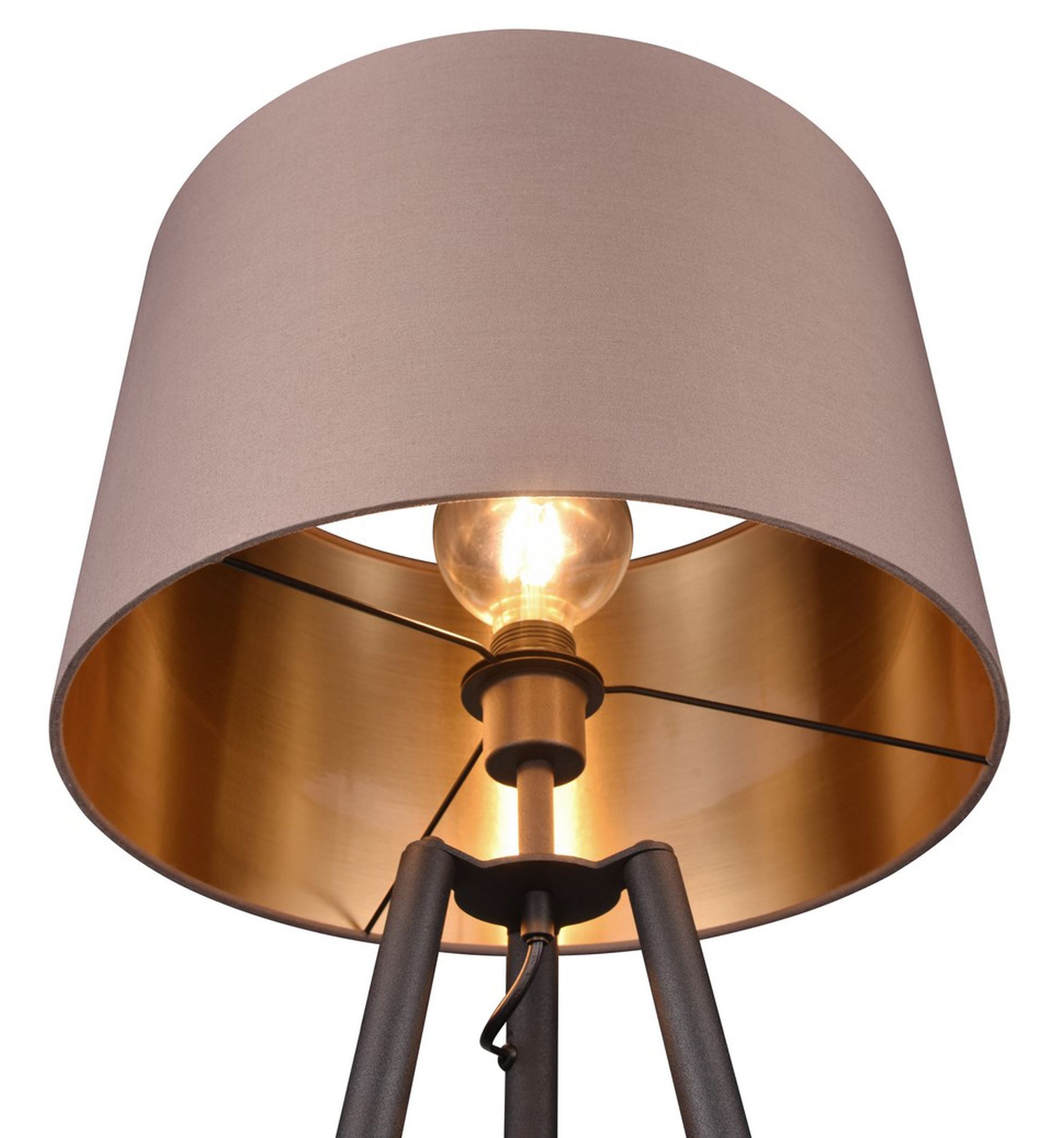 Lampa podłogowa Colette czarna z brązowo-złotym kloszem
