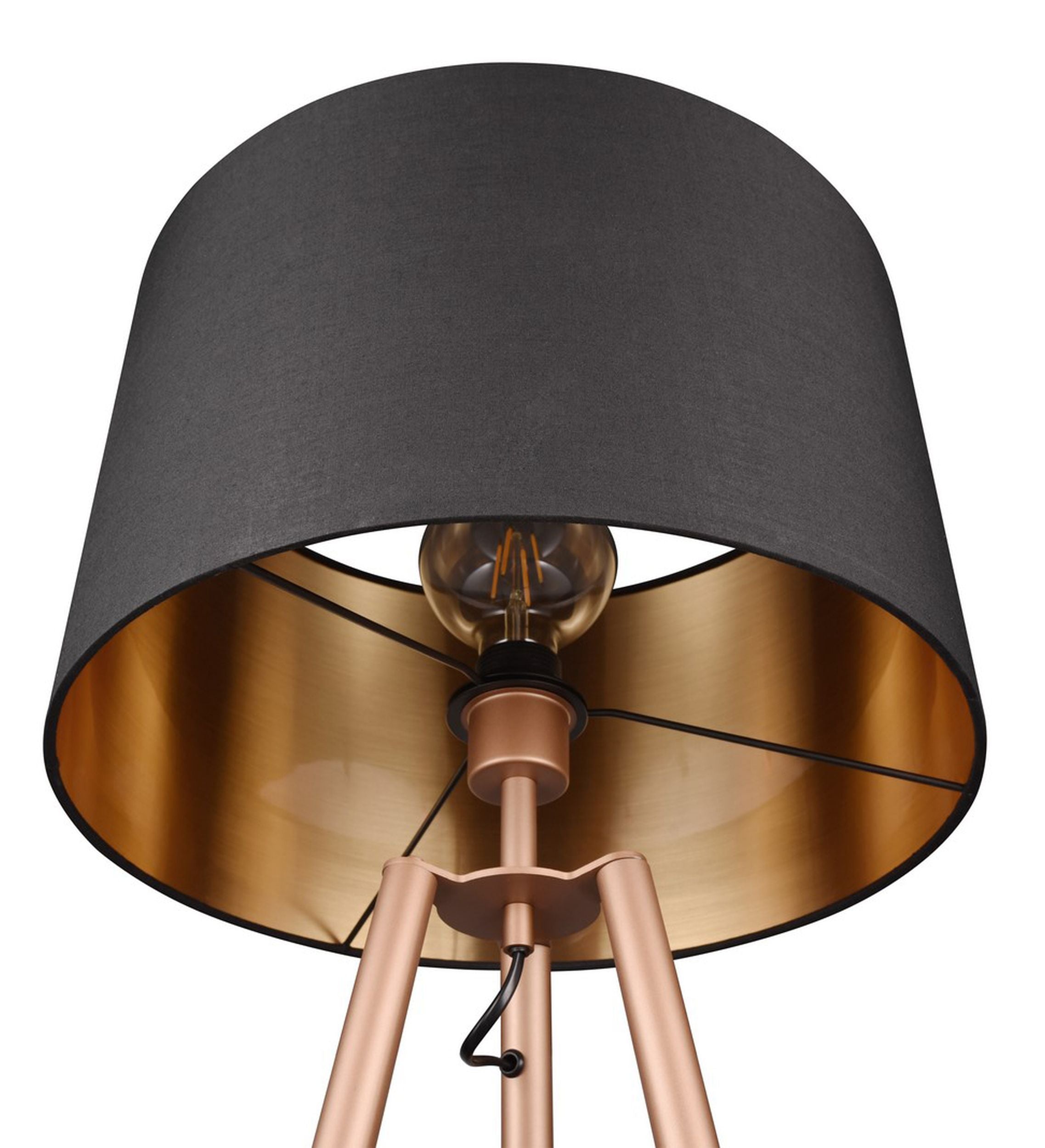 Lampa podłogowa Colette brązowa z czarno-złotym kloszem