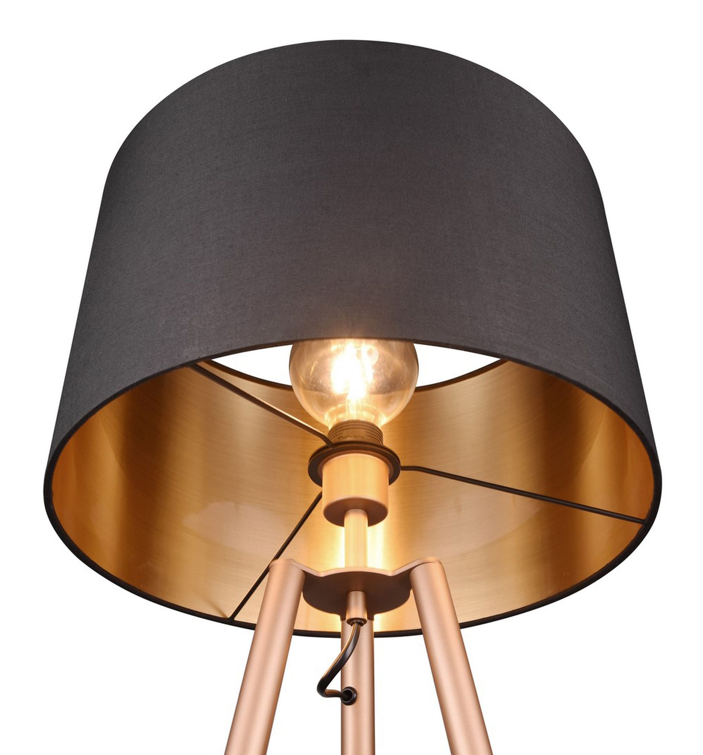 Lampa podłogowa Colette brązowa z czarno-złotym kloszem