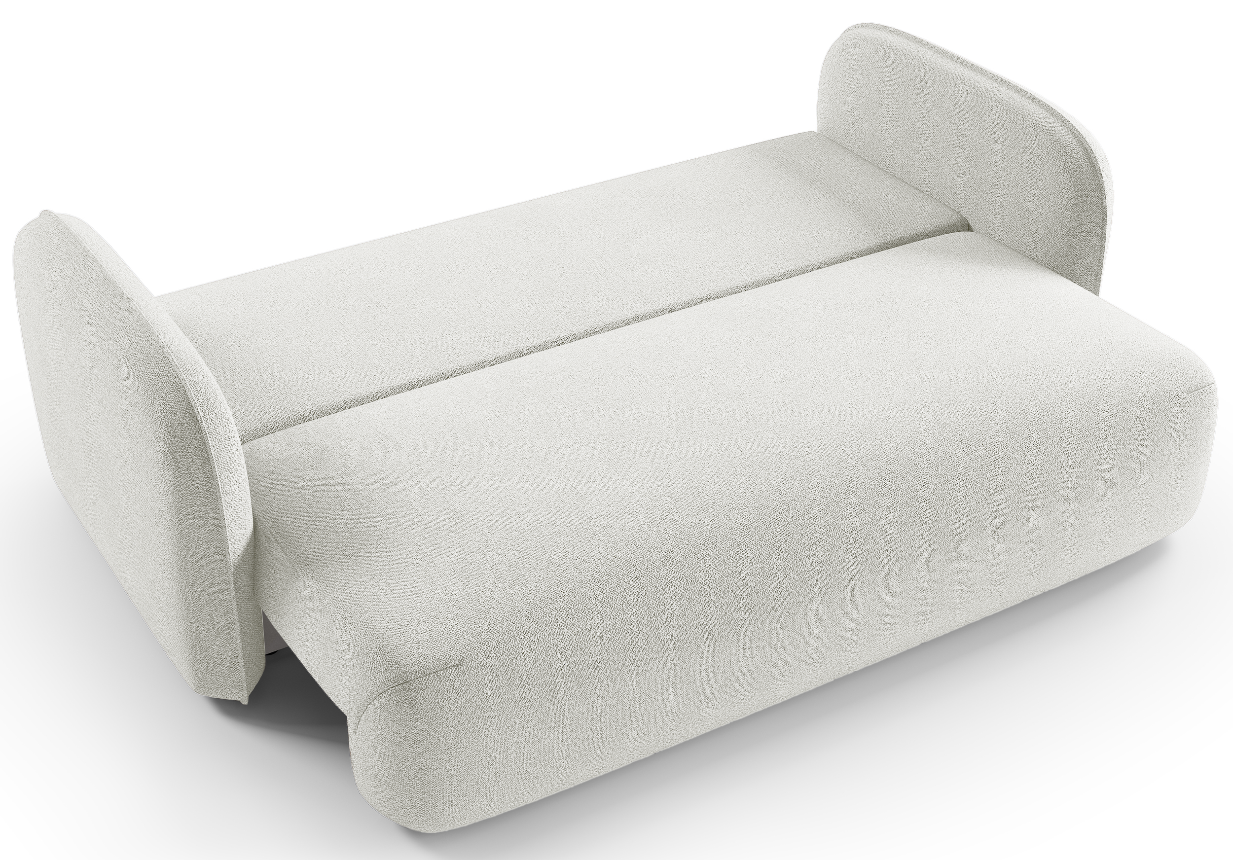 Kanapa rozkładana trzyosobowa Ravelio z pojemnikiem kremowa szenil