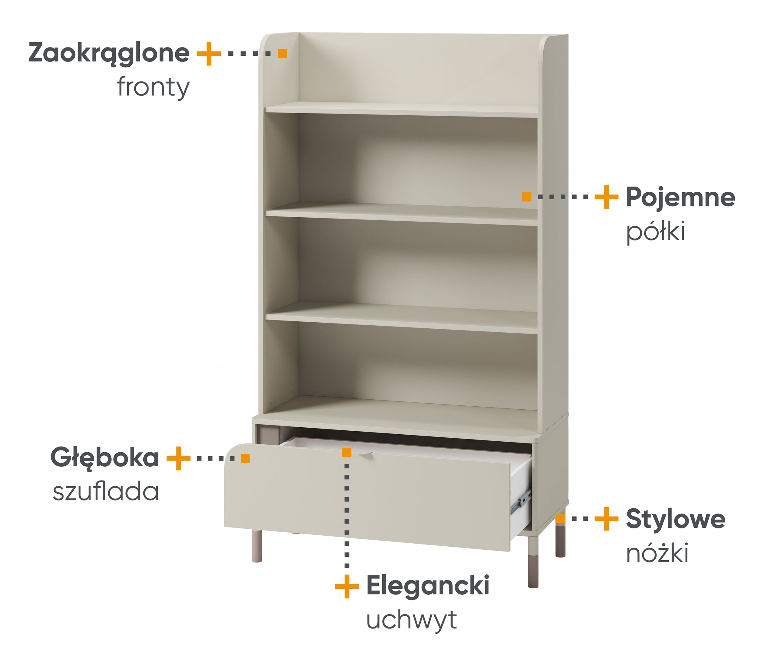 Regał Harmony z szufladą 89 cm kaszmir