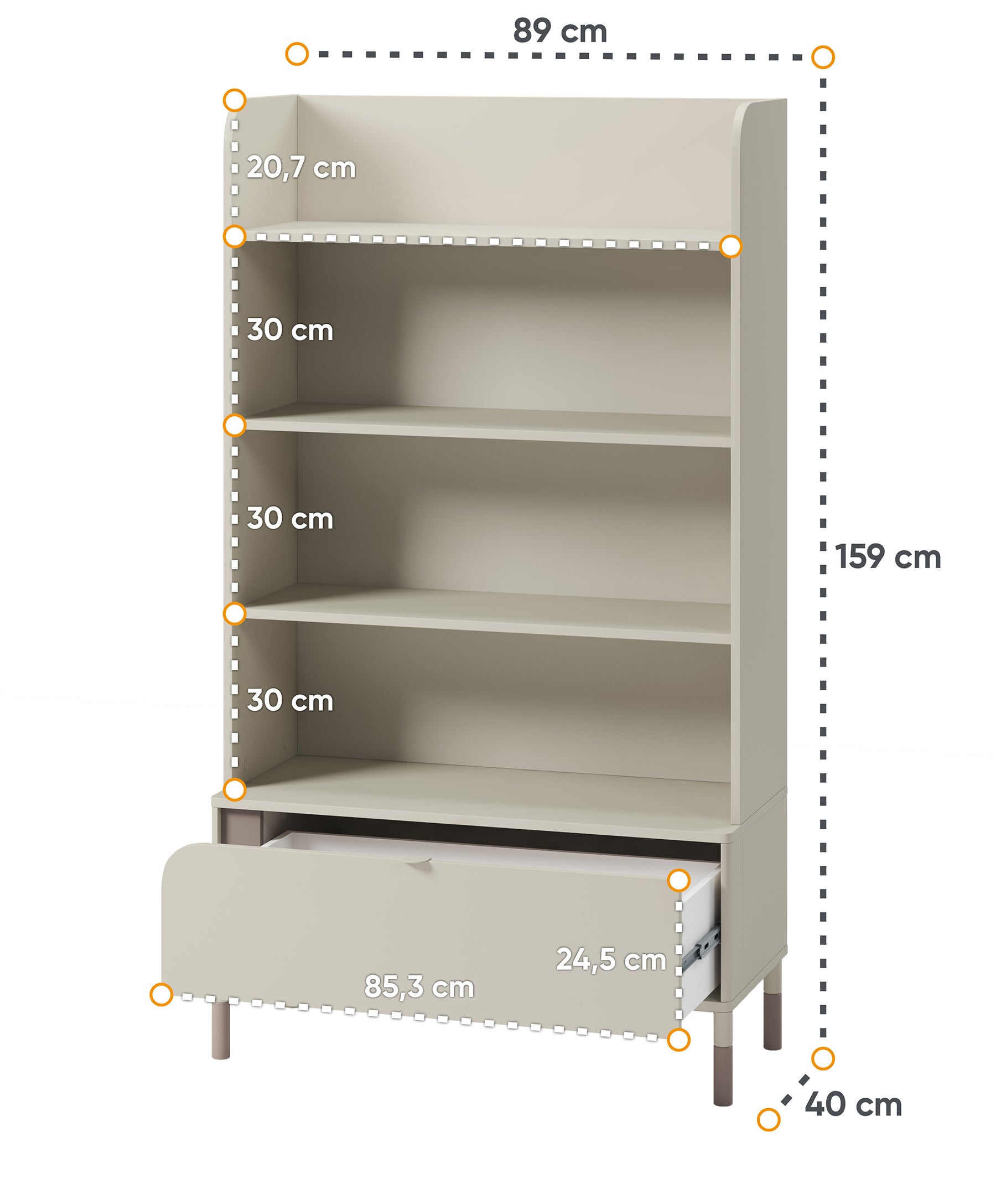 Regał Harmony z szufladą 89 cm kaszmir
