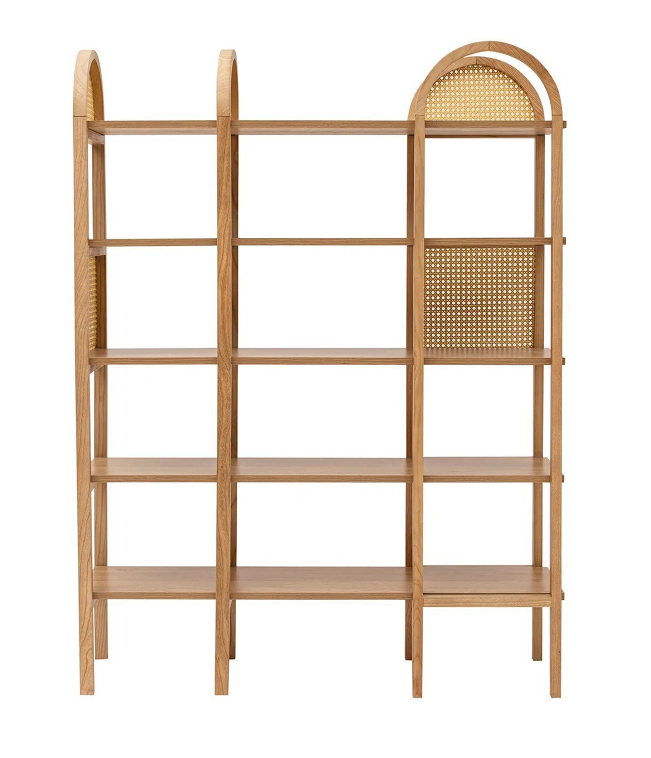 Regał Crattale 160x120 cm z rattanowymi akcentami w kolorze naturalnym