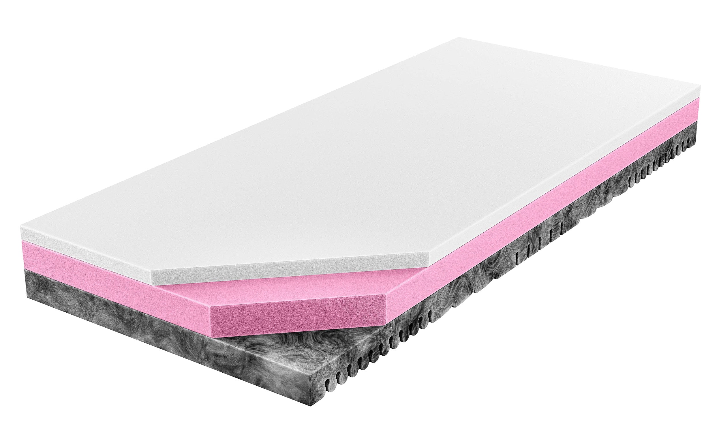 Materac piankowy 90x200 cm Ampara z pianką HR i Visco, dwustronny, 7 stref twardości, hipoalergiczny