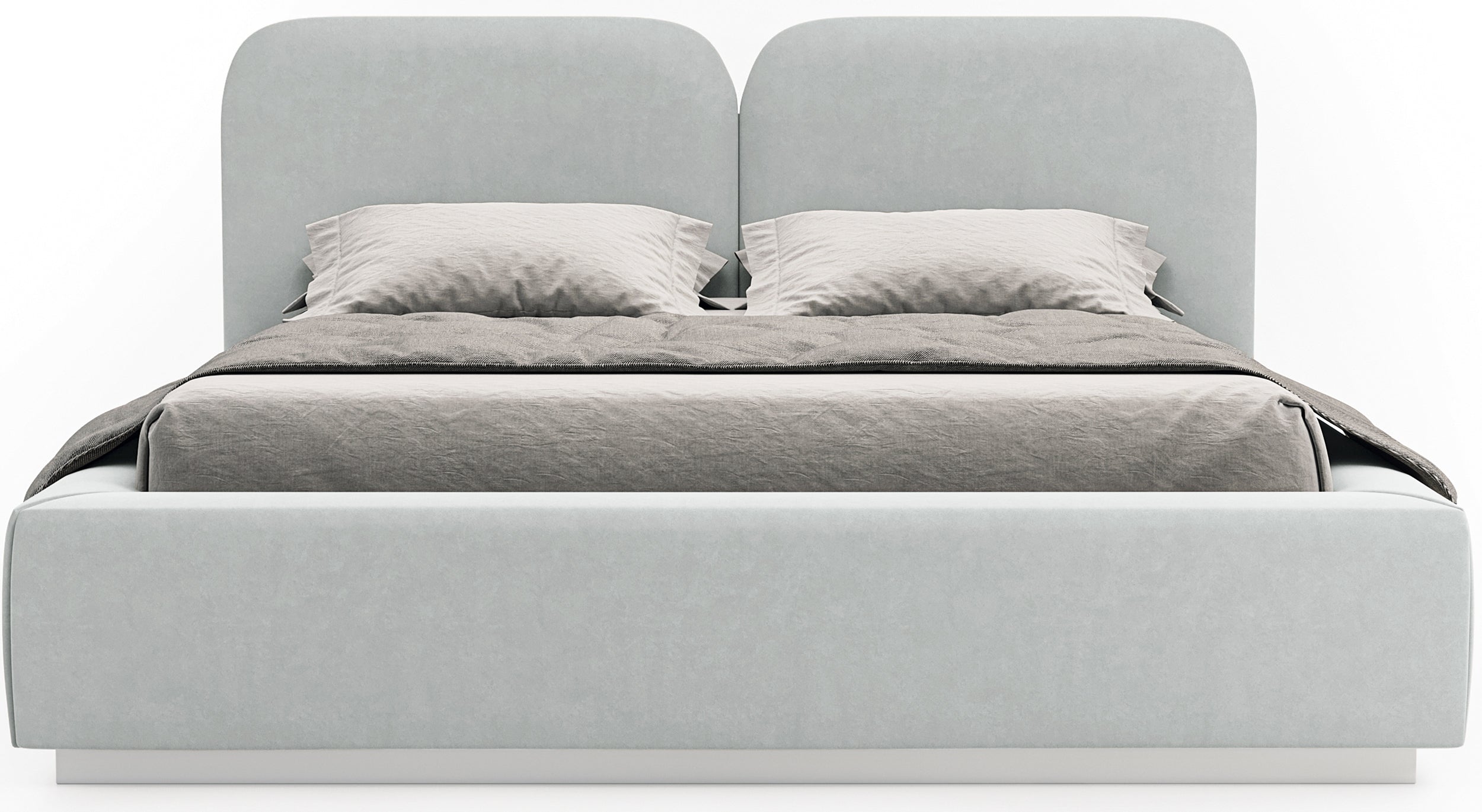 Łóżko tapicerowane 140x200 cm Comoves z oświetleniem LED jasnoszare welur