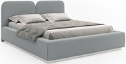 Łóżko tapicerowane 180x200 cm Comoves z oświetleniem LED szare welur
