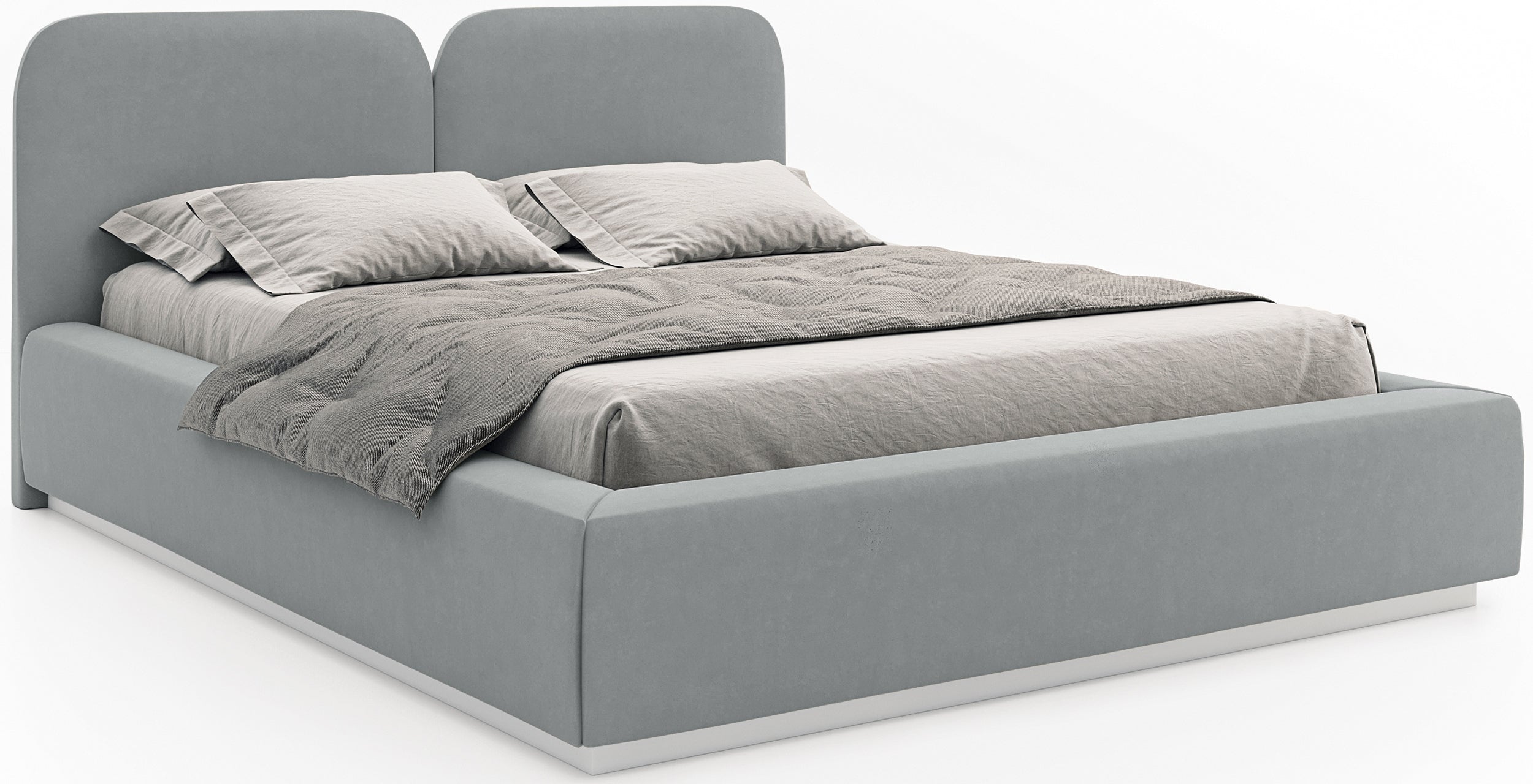 Łóżko tapicerowane 180x200 cm Comoves z oświetleniem LED szare welur