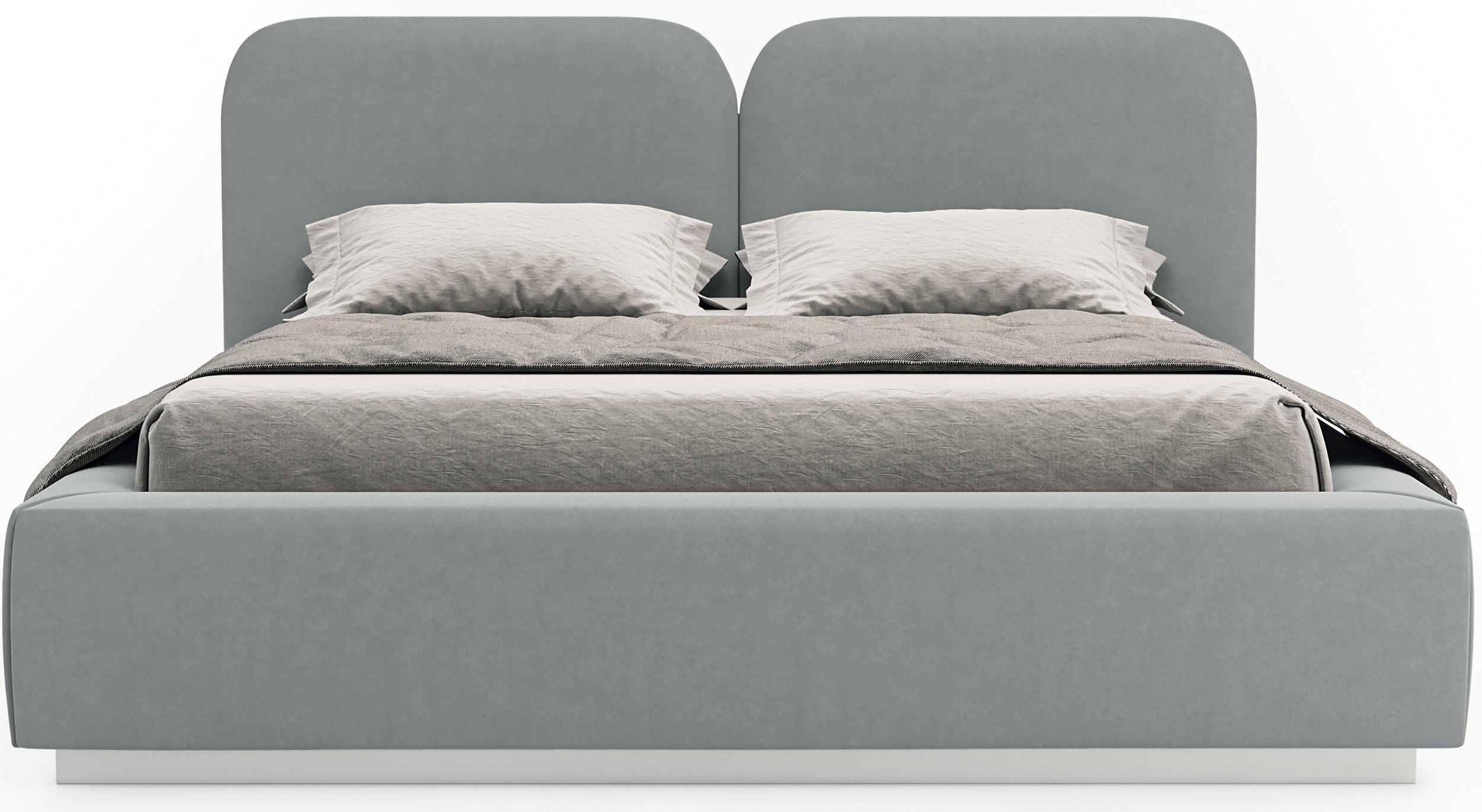 Łóżko tapicerowane 180x200 cm Comoves z oświetleniem LED szare welur