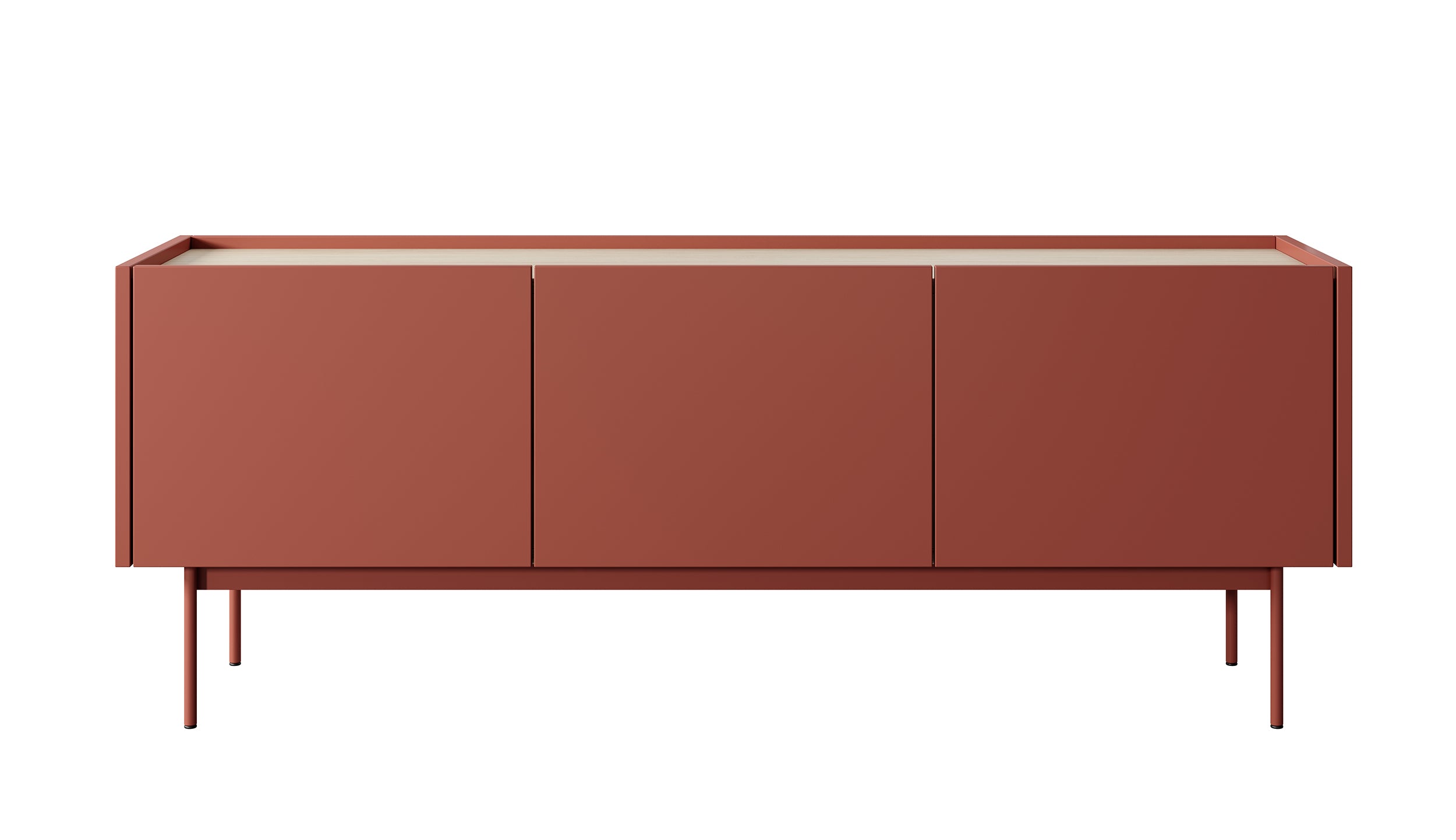 Szafka RTV Color 144 cm trzydrzwiowa Ceglasta / Dąb Linea
