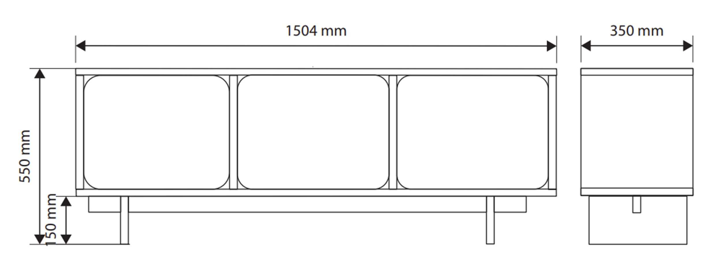 Szafka RTV Wuwu z trzema szafkami 150 cm szarobeżowa