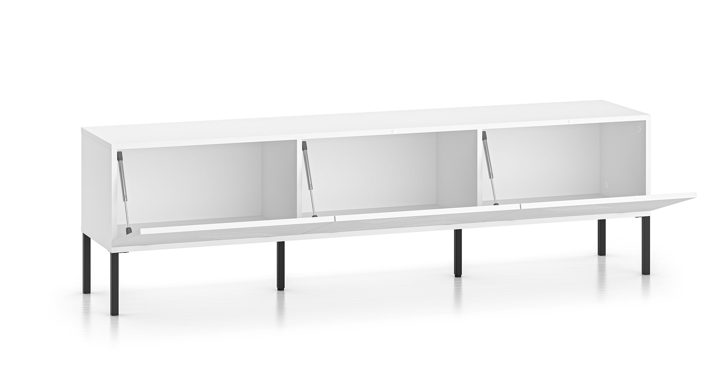 Szafka RTV Nebbato 170 cm biała z czarnymi nóżkami
