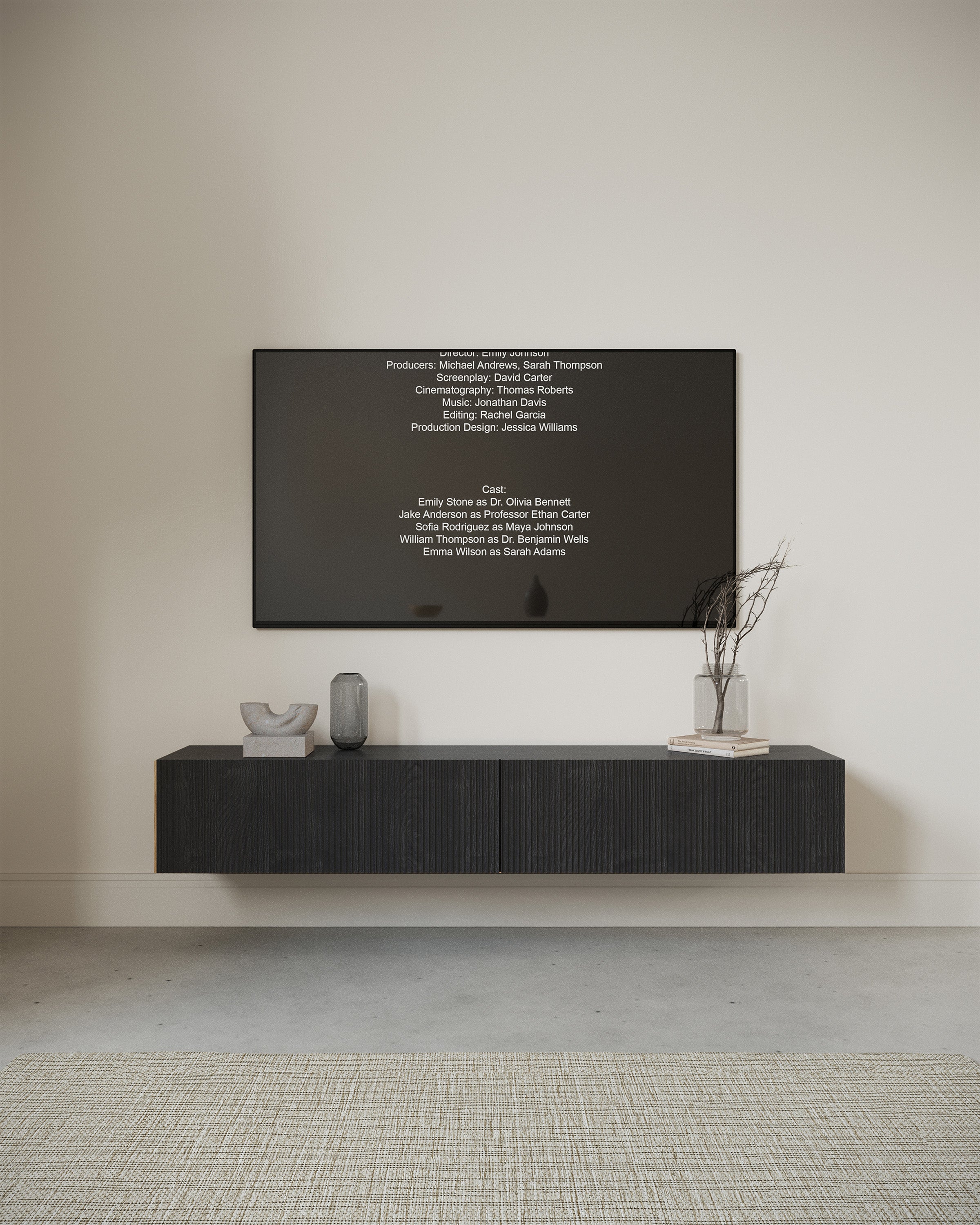 Szafka RTV Nolie 175 cm wisząca Jesion Portland Czarny
