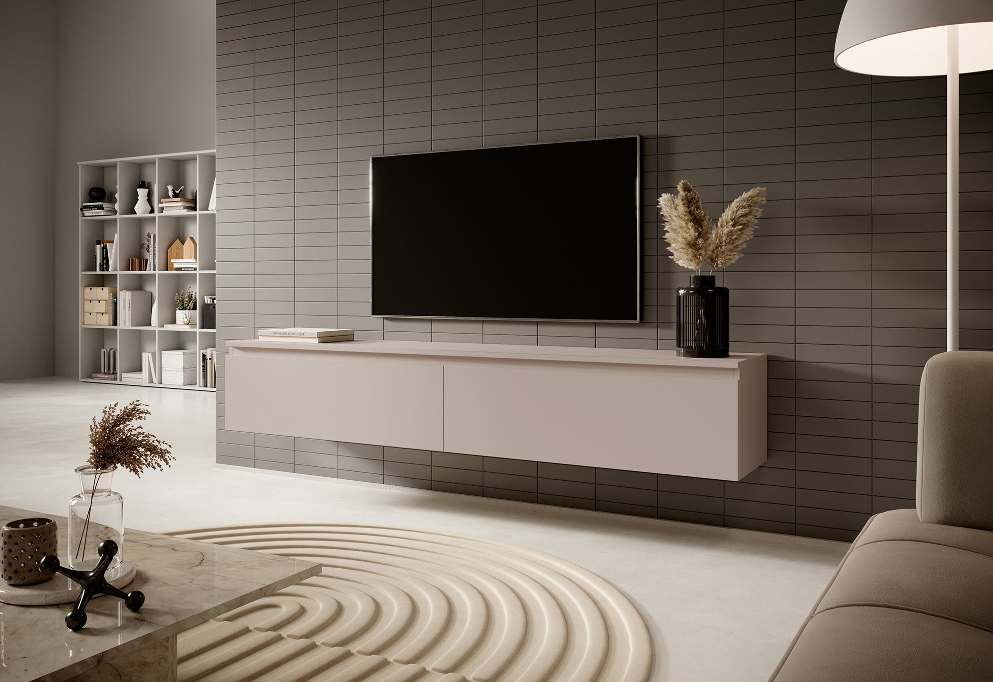 Szafka RTV Seney 175 cm Szary beż