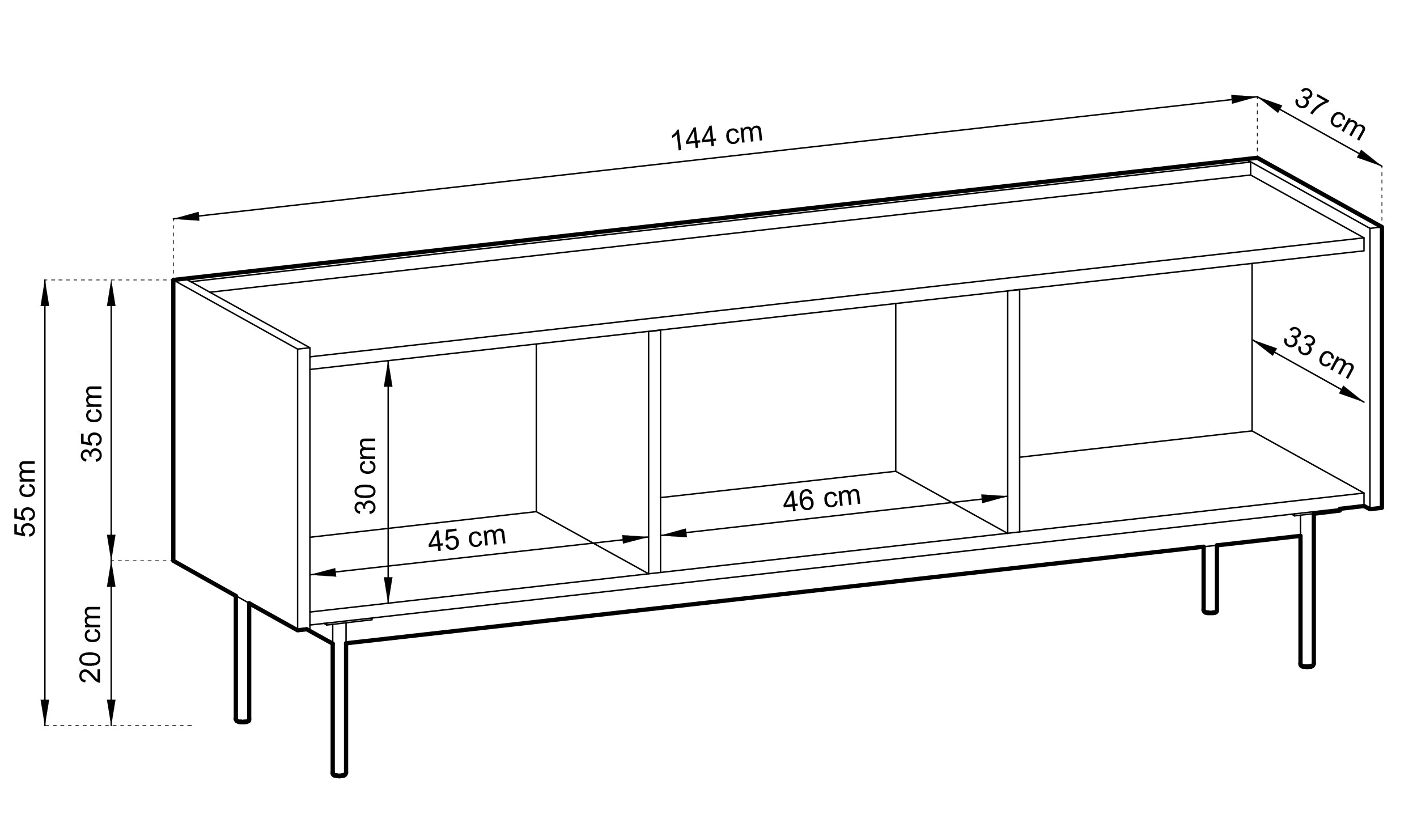 Szafka RTV Color 144 cm trzydrzwiowa Ceglasta / Dąb Linea