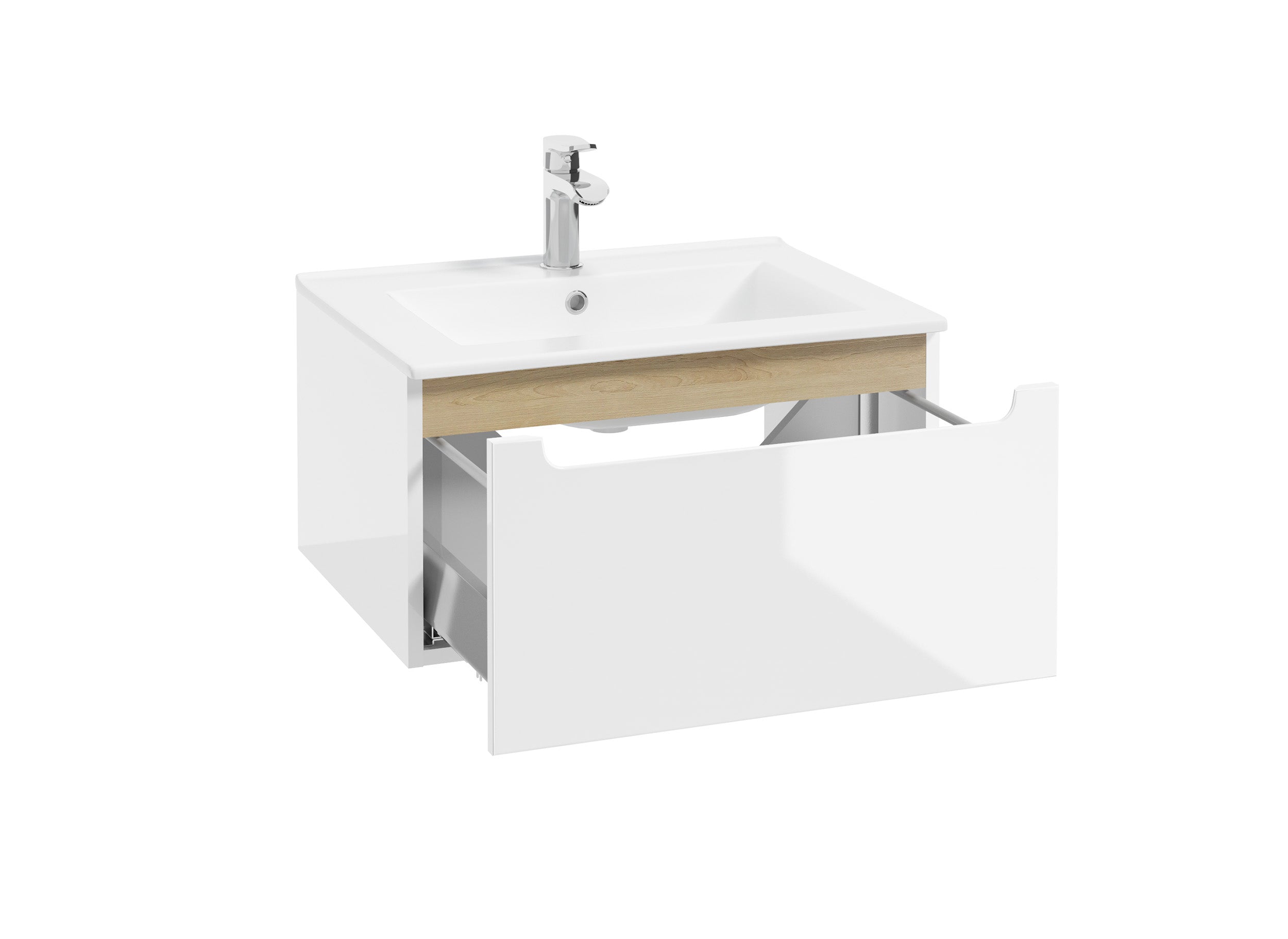 Szafka łazienkowa pod umywałkę wisząca Saeli z jedną szufladą 60x30x45 cm