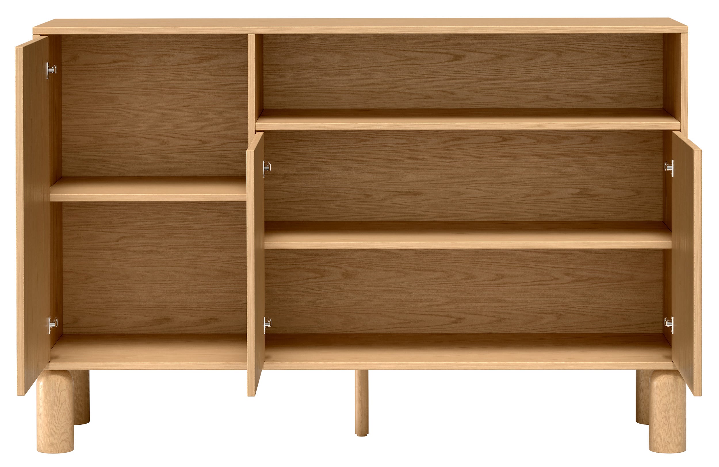 Komoda trzydrzwiowa Sanden z wnęką 140 cm dąb bookmatch