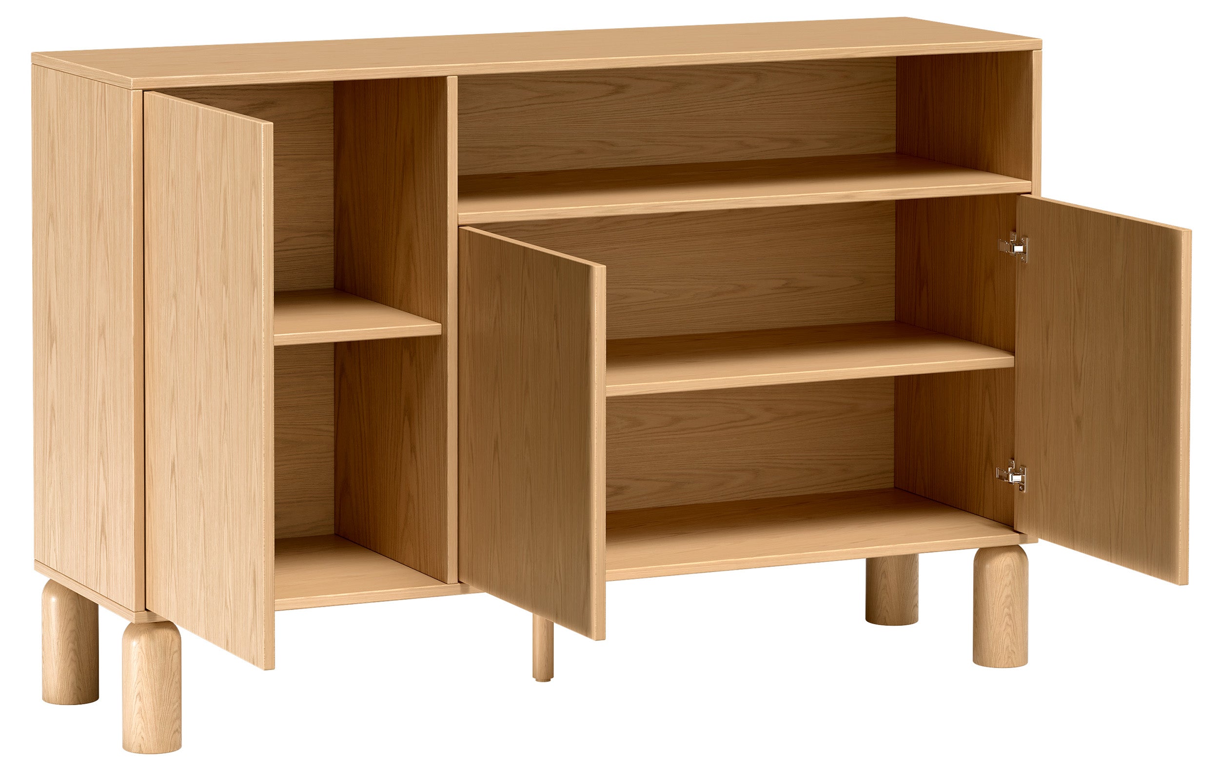 Komoda trzydrzwiowa Sanden z wnęką 140 cm dąb bookmatch