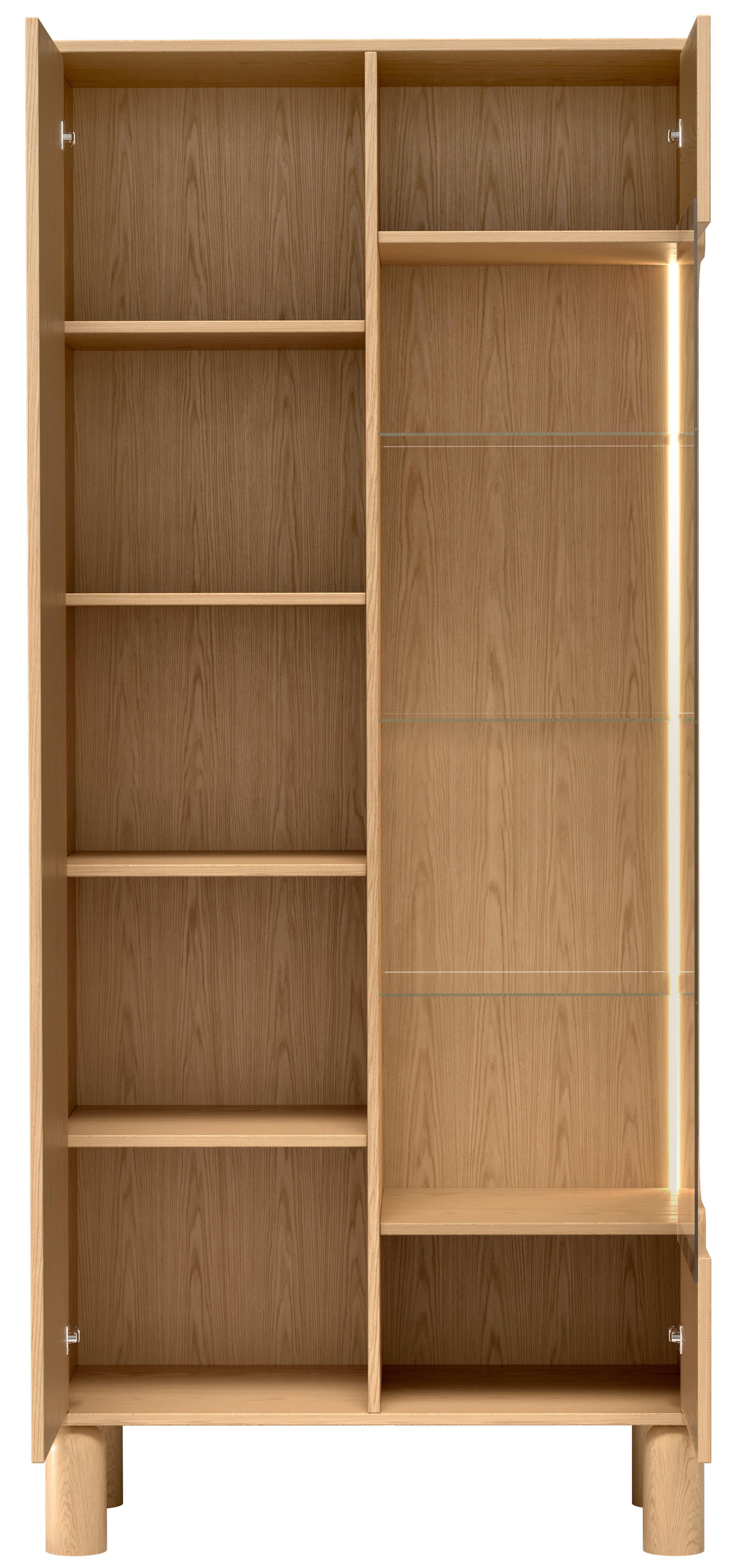 Witryna dwudrzwiowa Sanden wysoka z oświetleniem LED 89 cm dąb bookmatch