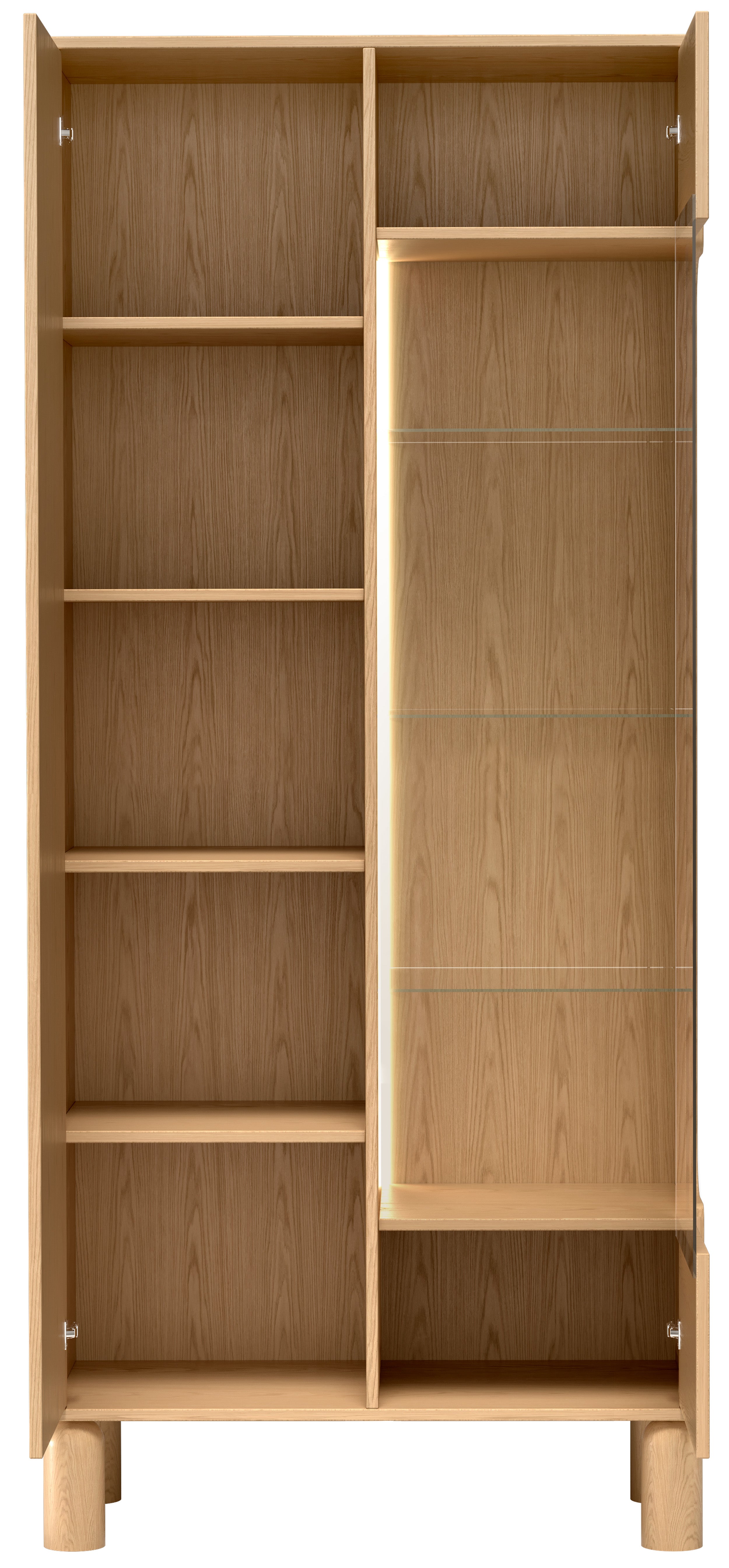 Witryna dwudrzwiowa Sanden wysoka z oświetleniem LED 89 cm dąb bookmatch