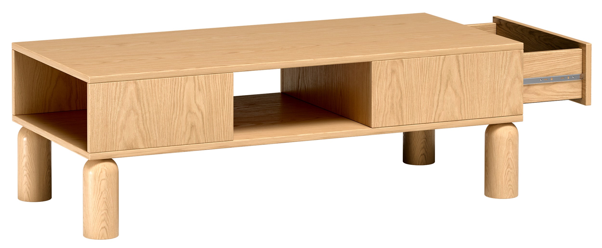 Stolik kawowy Sanden z szufladą 50x110 cm dąb bookmatch