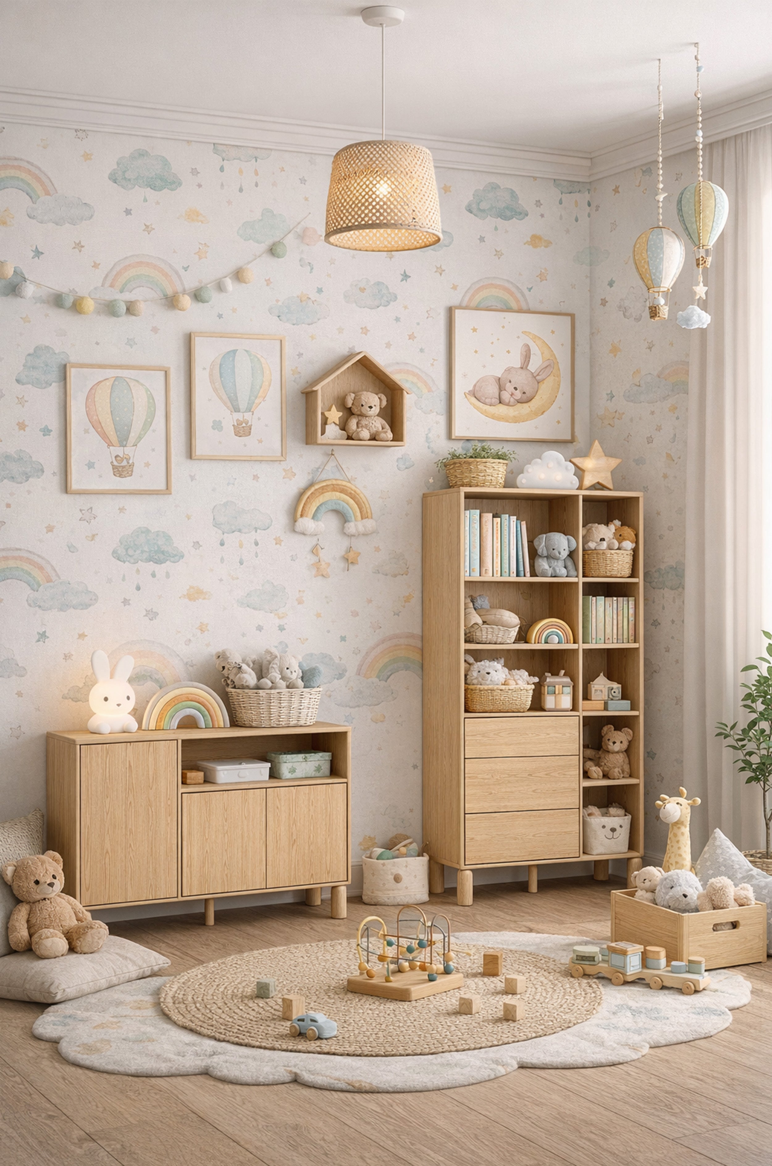 Komoda trzydrzwiowa Sanden z wnęką 140 cm dąb bookmatch