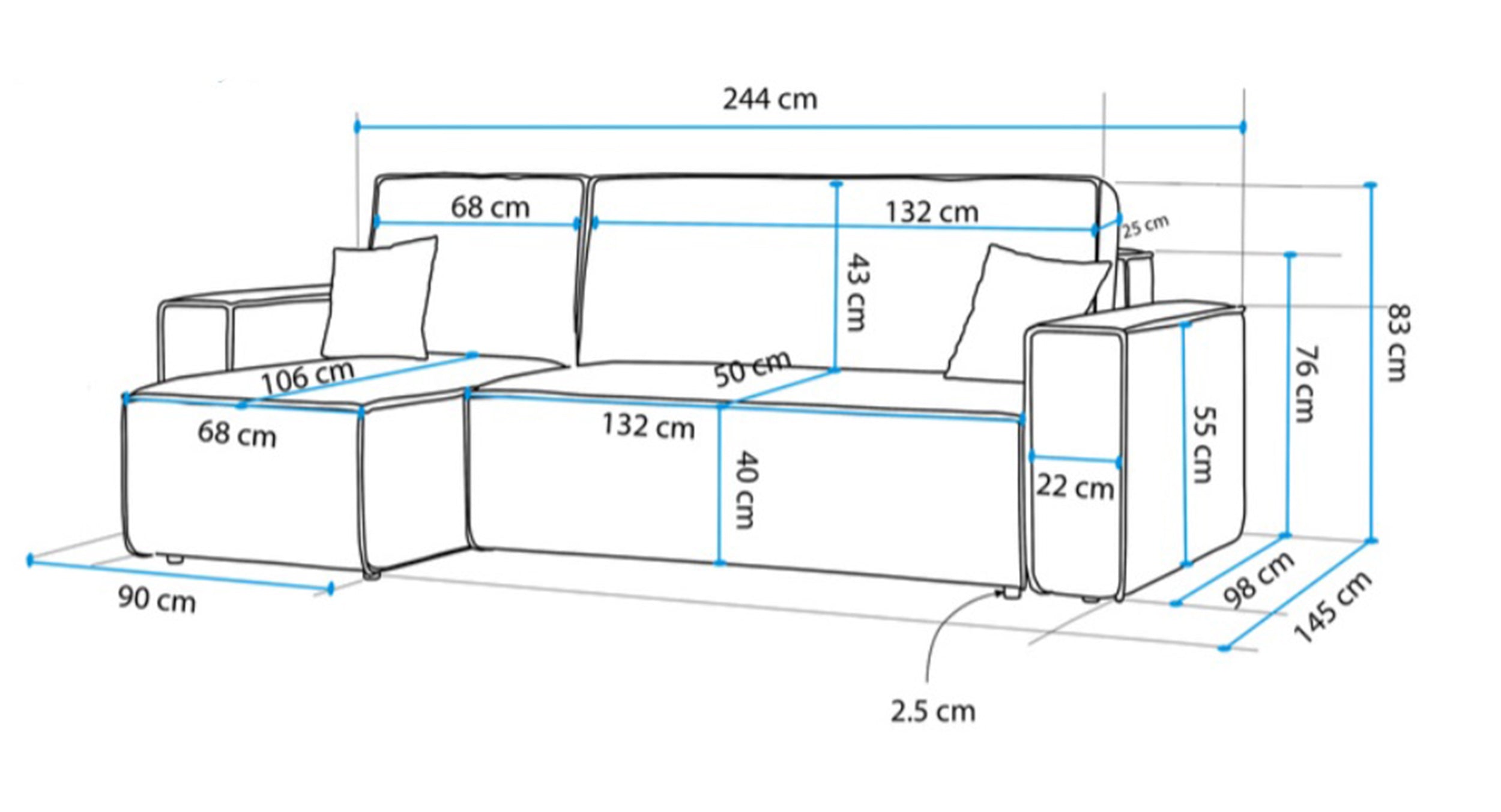 Narożnik z funkcją spania Scarlo L-kształtny uniwersalny z pojemnikiem kremowy boucle