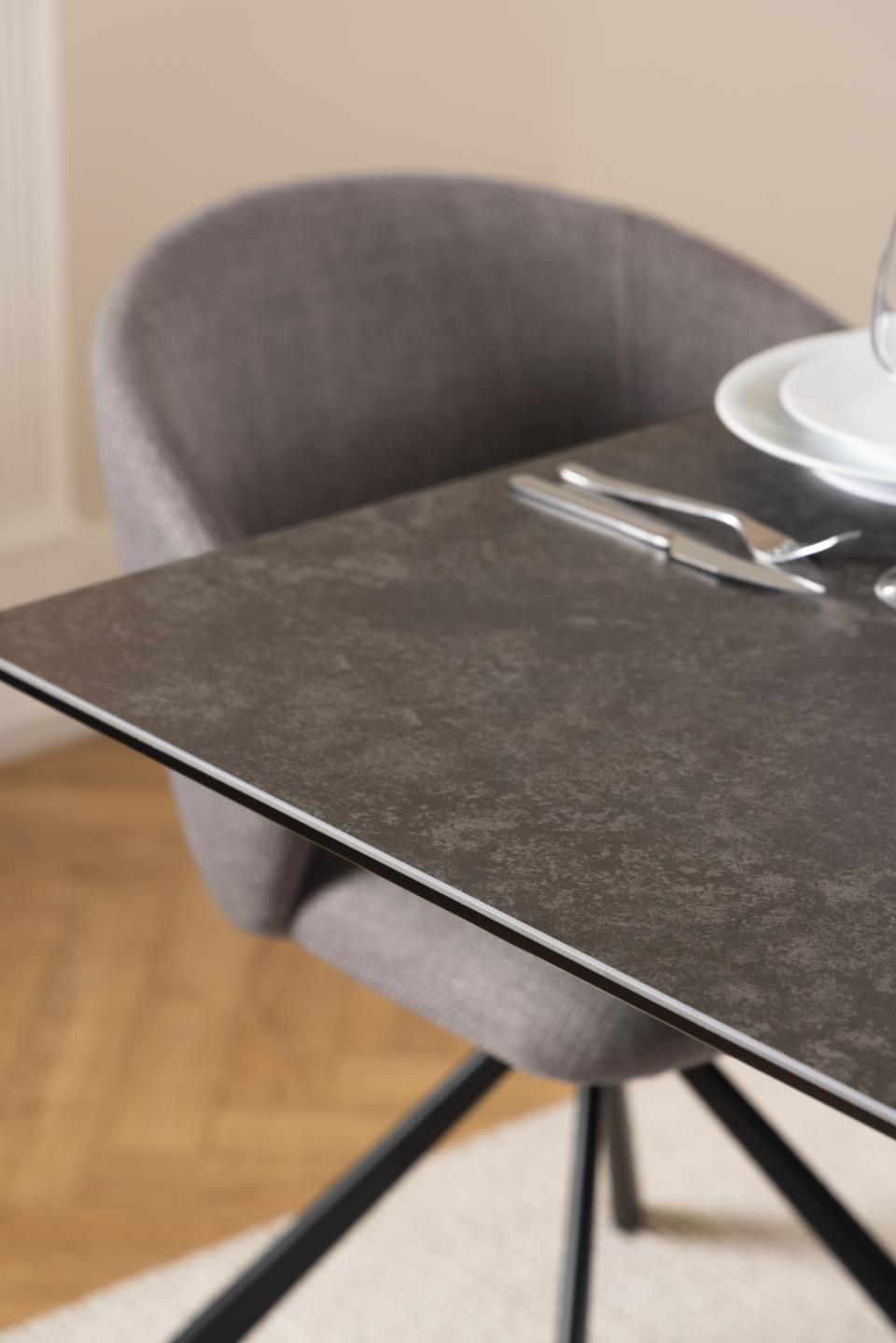 Stół do jadalni Shimess ceramiczny blat o wzorze czarnego betonu 200-240 cm